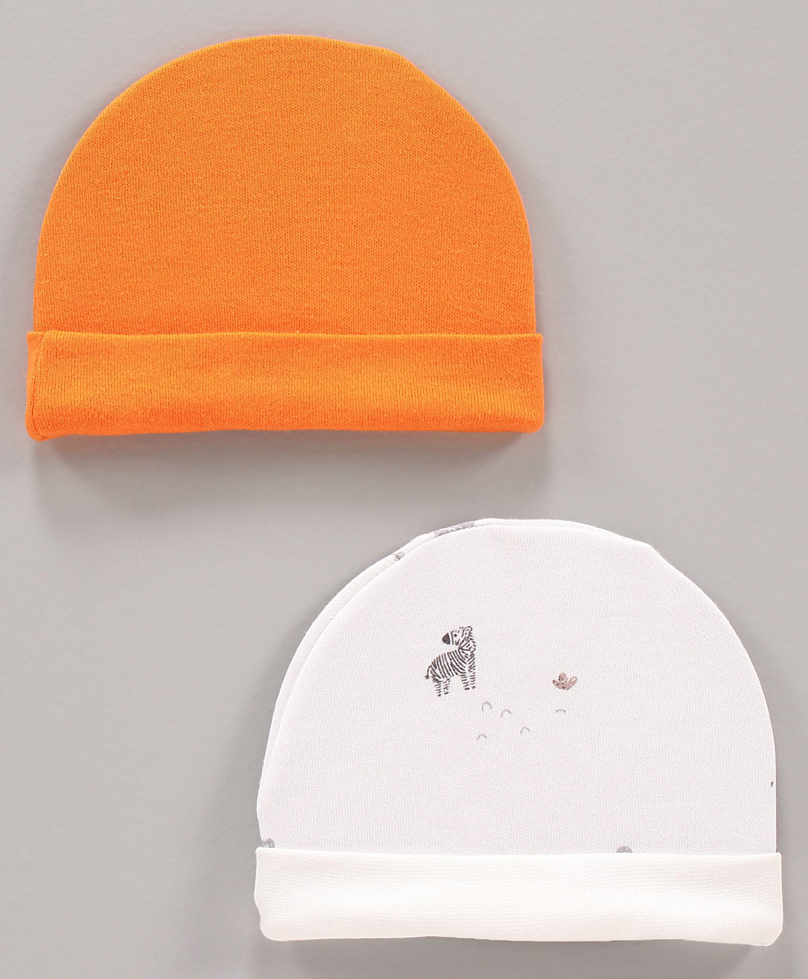 Ben Benny Caps Printed & Solid Pack of 2 White Orange- Diameter 9 cm-image-37