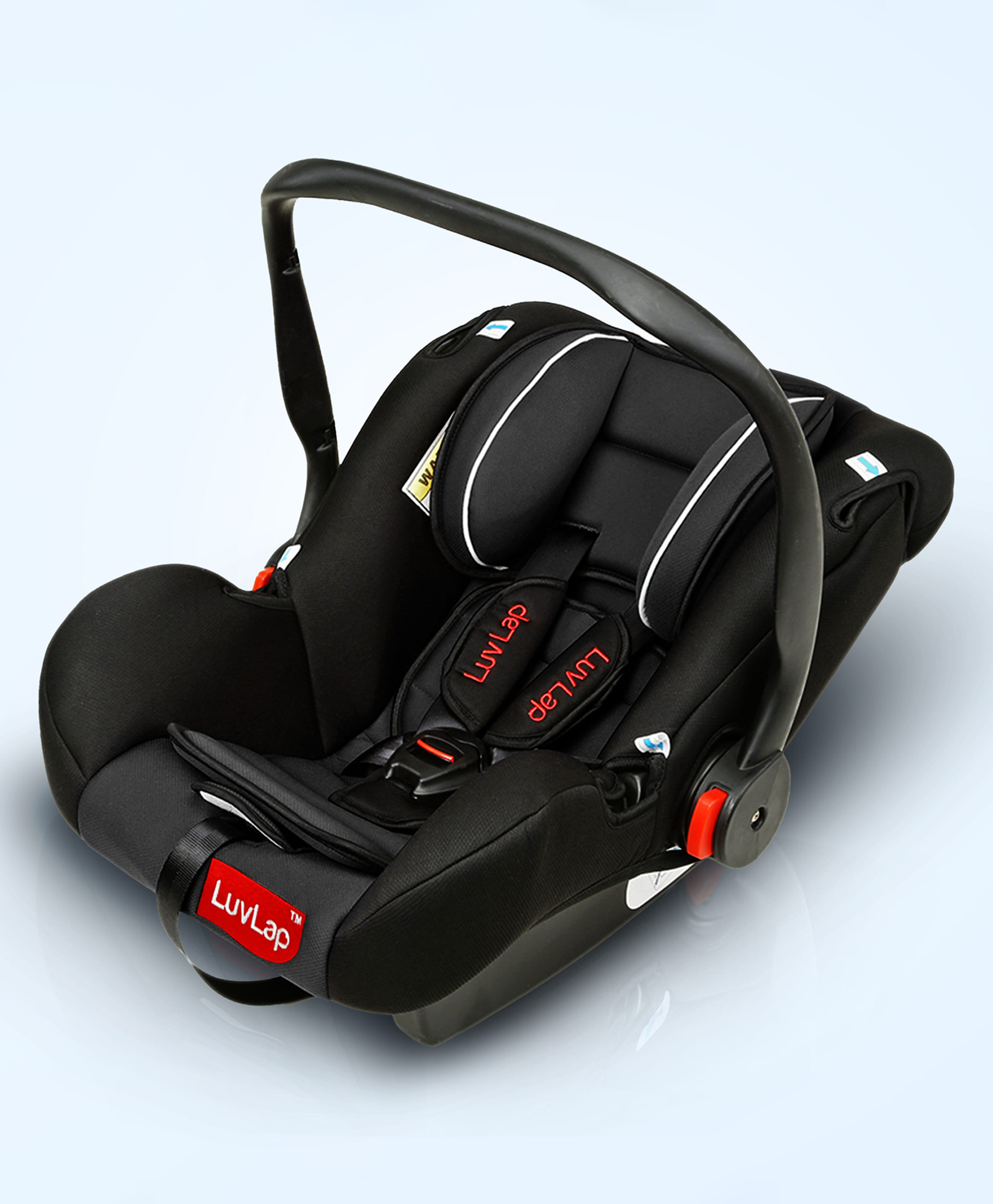 LuvLap Infant Baby Car Seat Cum Carry Cot And Rocker With Canopy Black - 18236