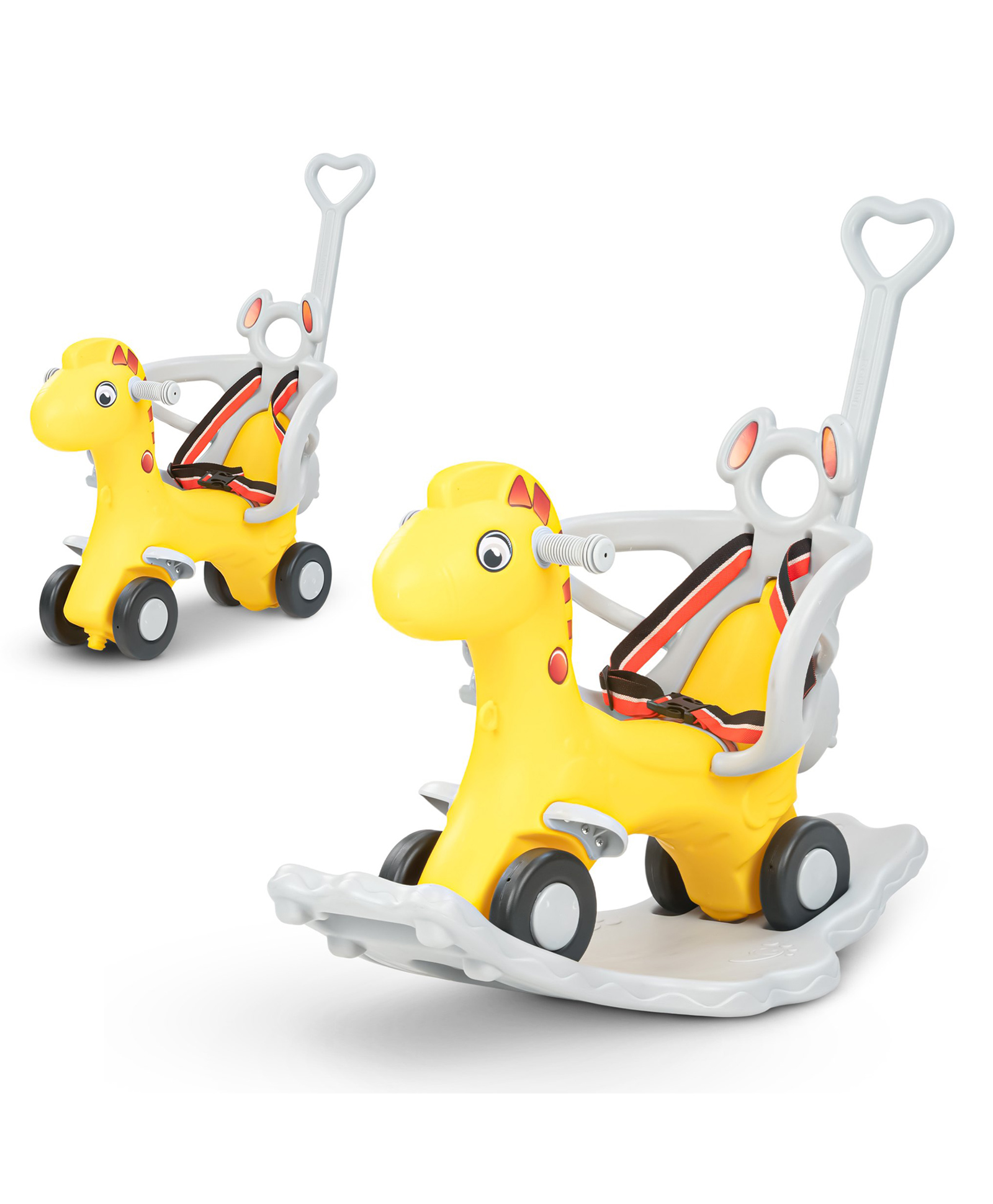 Baybee 2 in 1 Rocker Horse With Ride On Push Car - Yellow-image-46