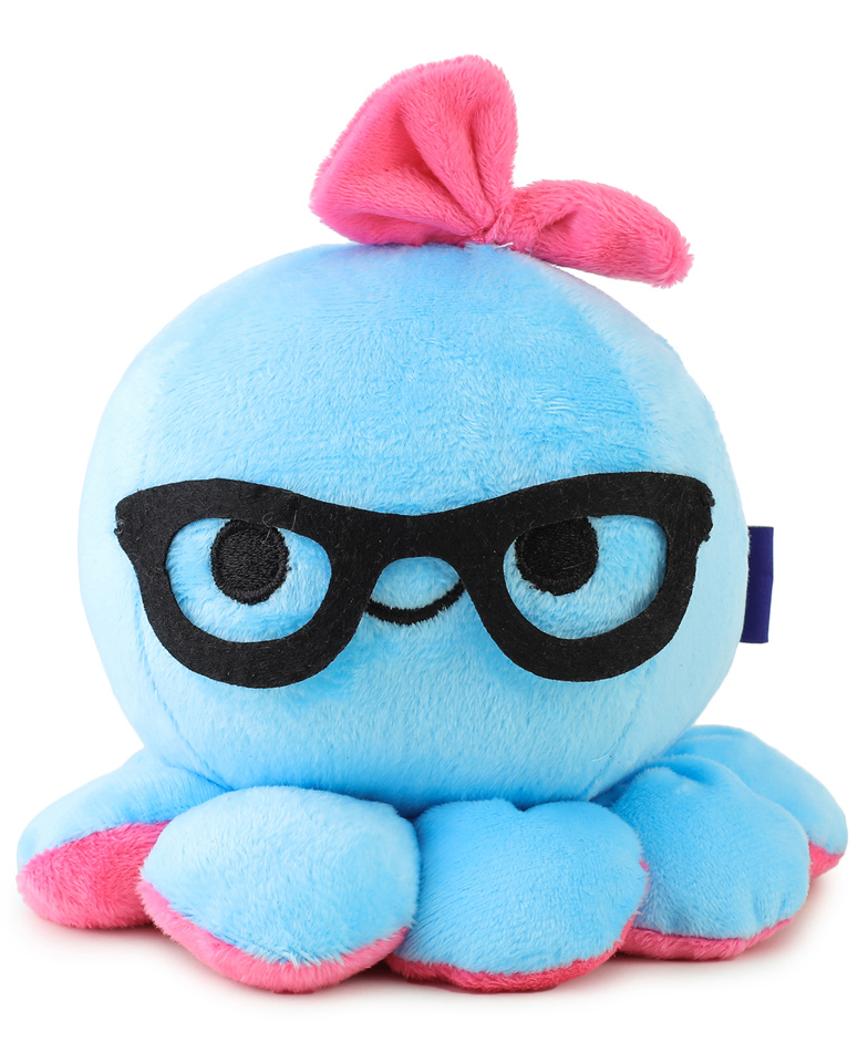 Lattice Plush Octopus with Head Ribbon and Spectacles Blue - Length 15 cm-image-49