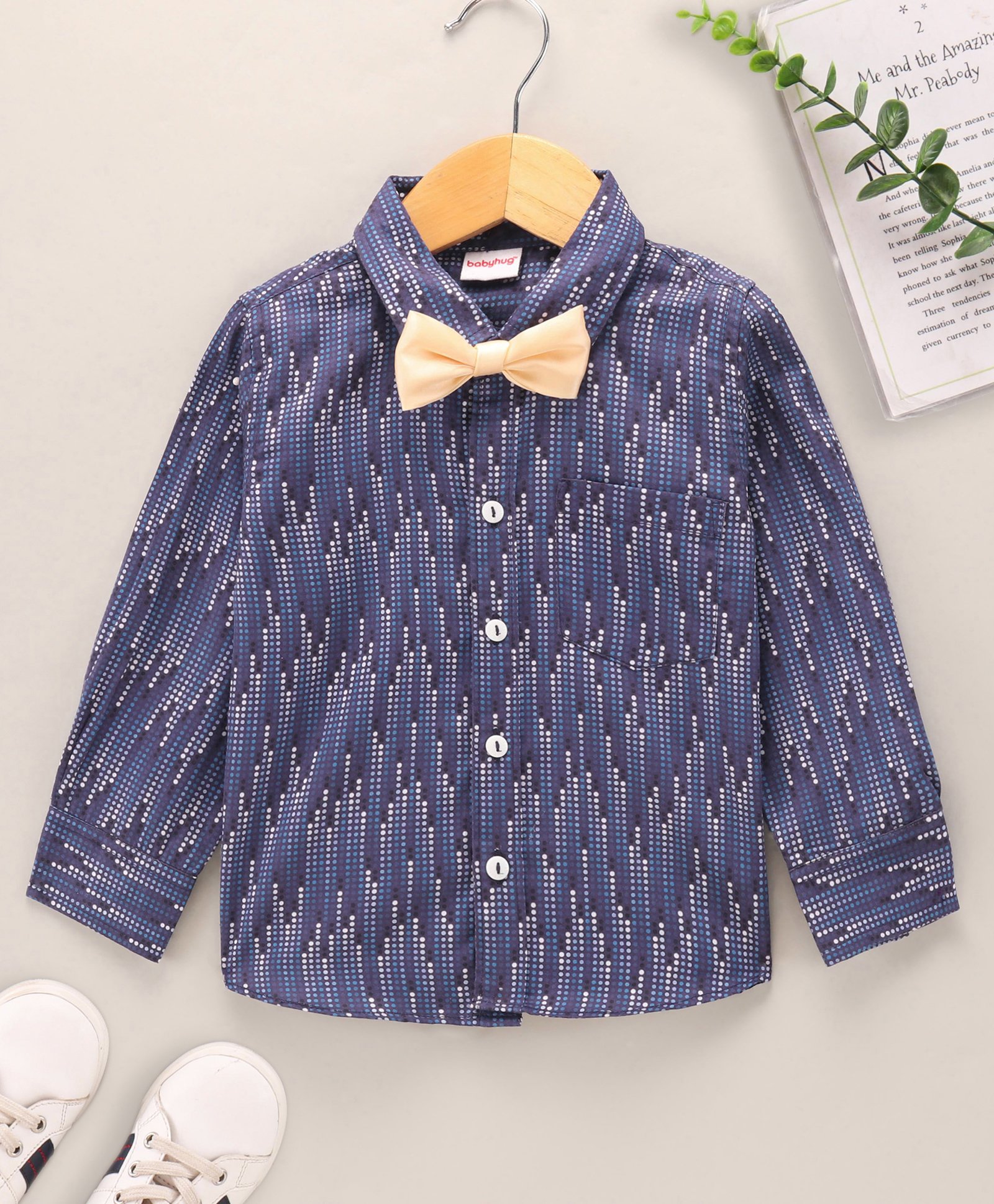 Babyhug Full Sleeves Digital Printed Party Shirt - Navy Blue-picture-12