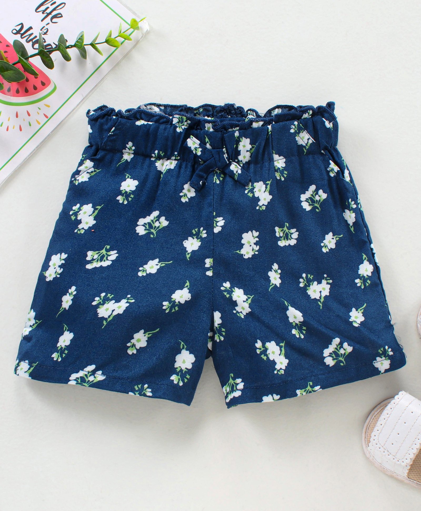 Babyhug Mid Thigh Shorts Floral Print - Navy-picture-19