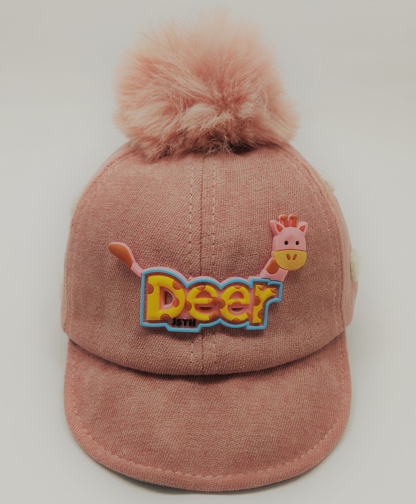 Kid-O-World Deer Patch Cap With Fur Detailing - Pink-picture-10