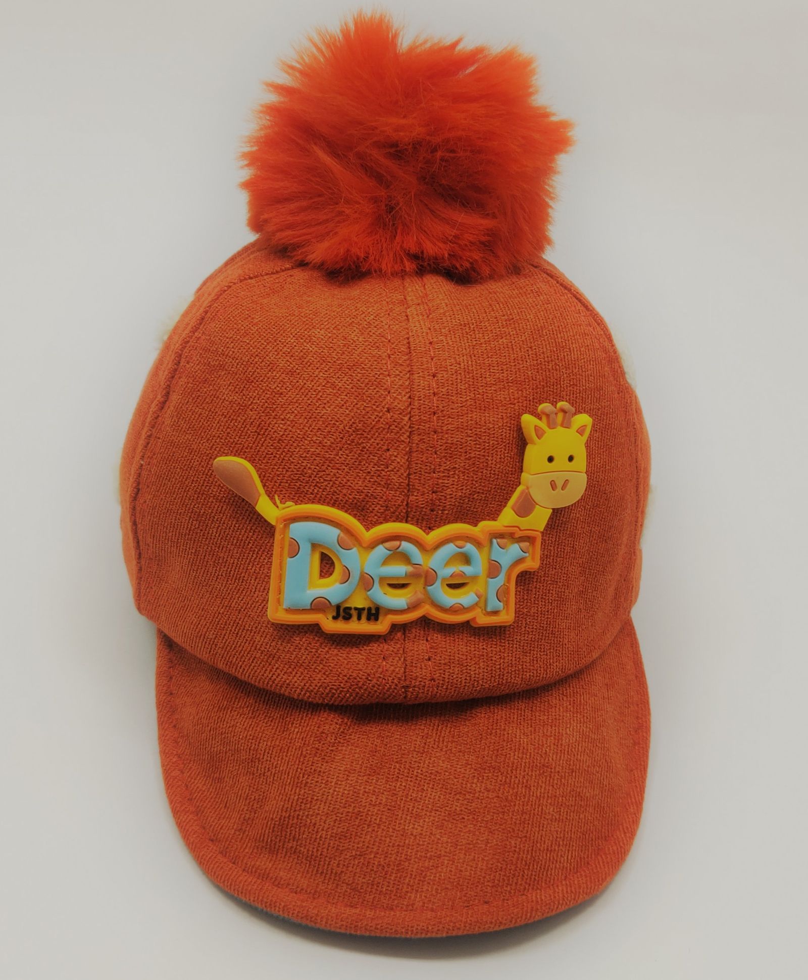 Kid-O-World Deer Patch Cap With Fur Detailing - Orange-image-43