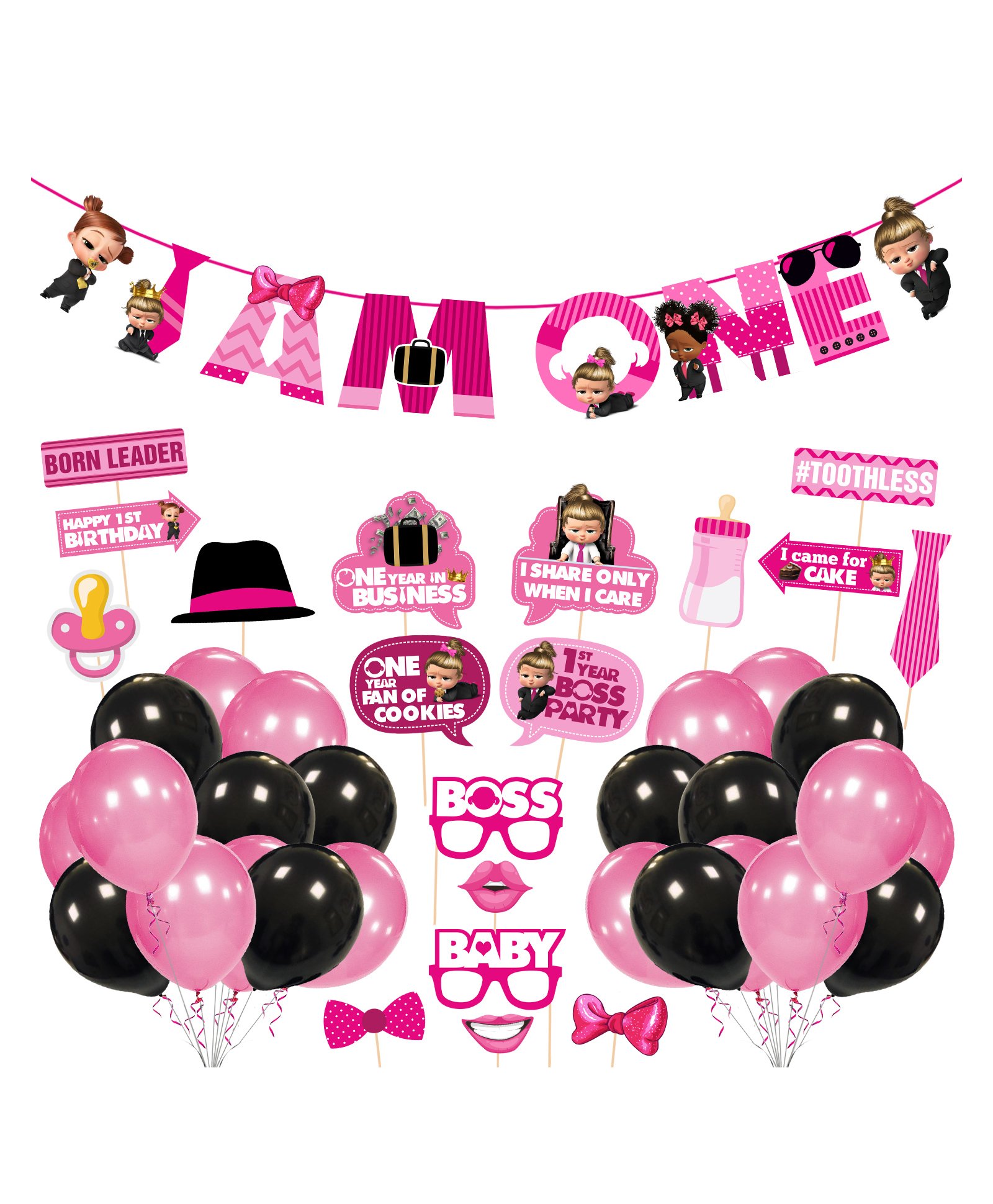 Zyozi 1st Birthday Girl Decorations kit ,PInk - (Pack of 44)-picture-42