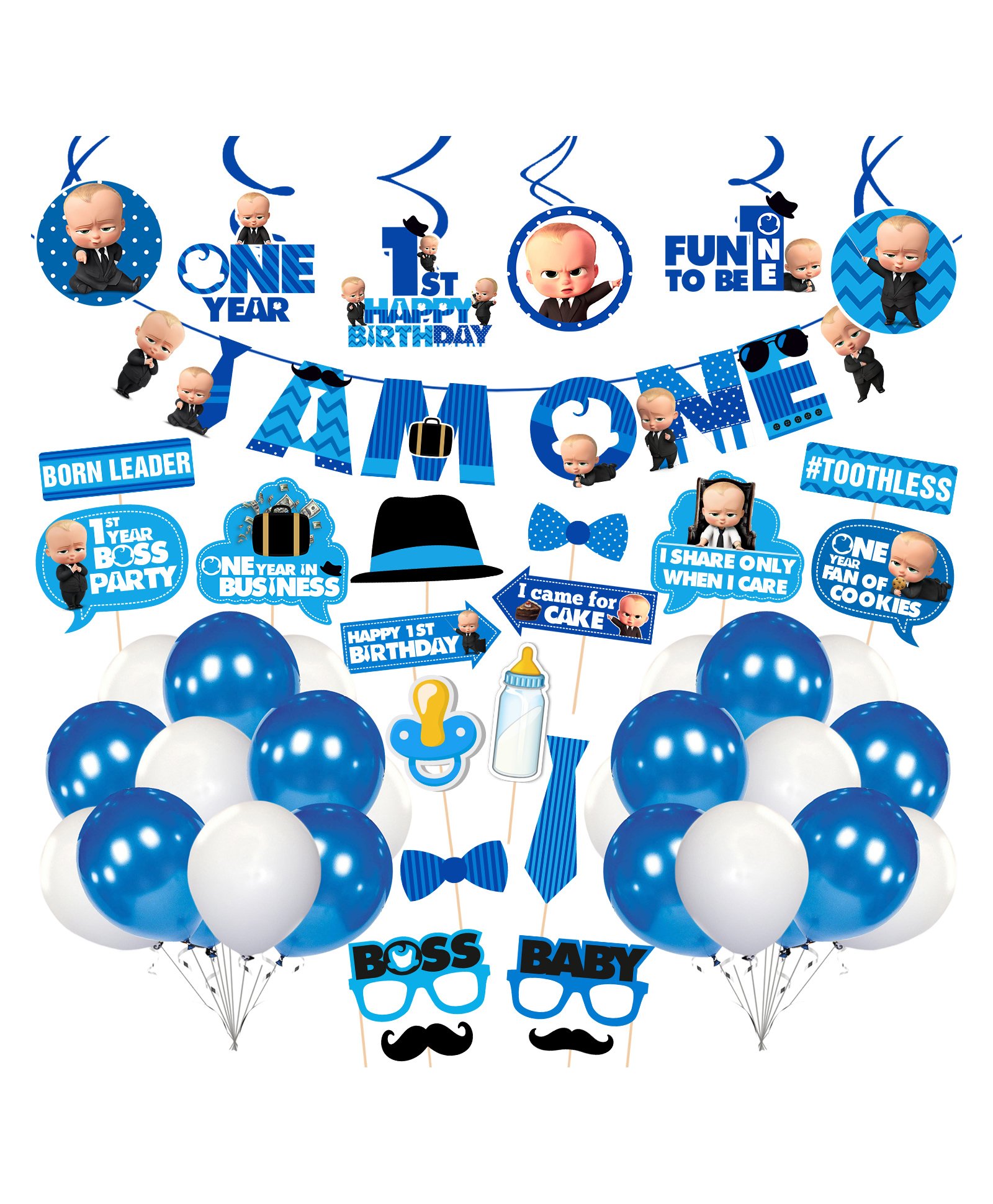 Zyozi 1st Birthday Decorations kit for Boys Blue - (Pack of 50)-picture-40