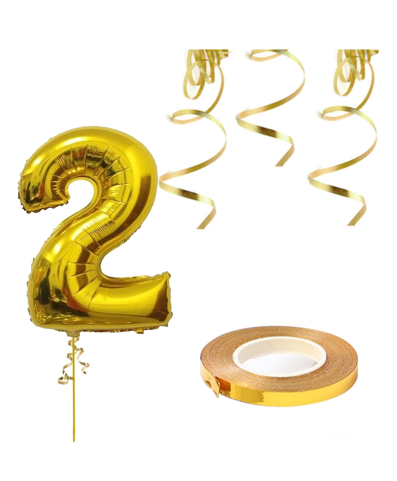 Zyozi 16 inch Single Gold Alphabet Letter Number Balloons With Ribbon - Golden-picture-22
