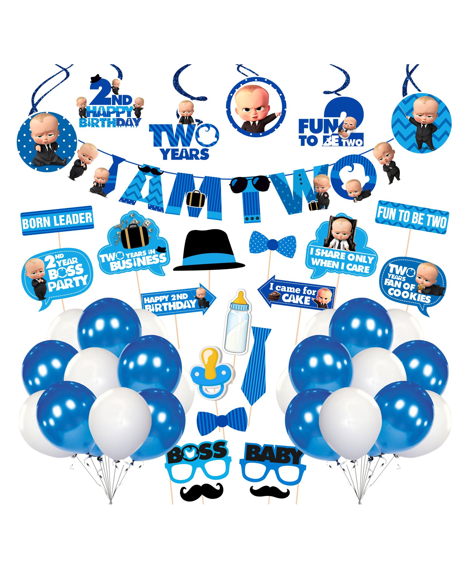 Zyozi 2nd Birthday Decorations kit for Boys Blue  - (Pack of 50)-picture-36