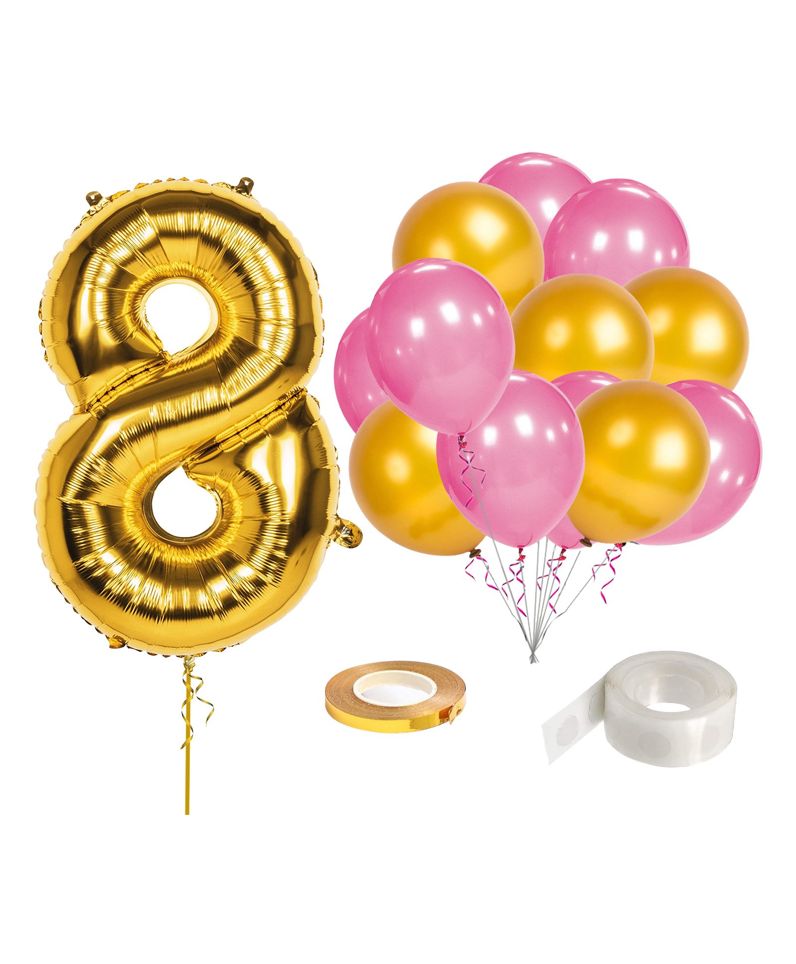 Zyozi 16 Inch Number 8 Foil Balloons With Ribbon Glue Dot Birthday Decoration Pack Of 28 Online In India Buy At Best Price From Firstcry Com