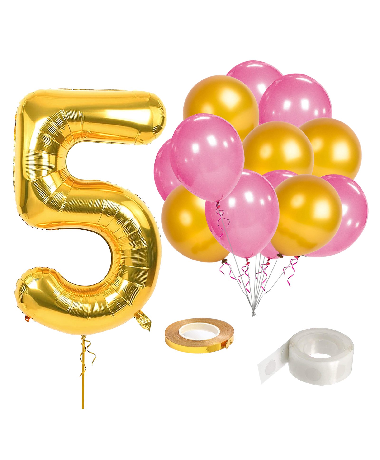 Zyozi 16 Inch Number 5 Foil Balloons With Ribbon Glue Dot Birthday Decoration Pack Of 28 Online In India Buy At Best Price From Firstcry Com