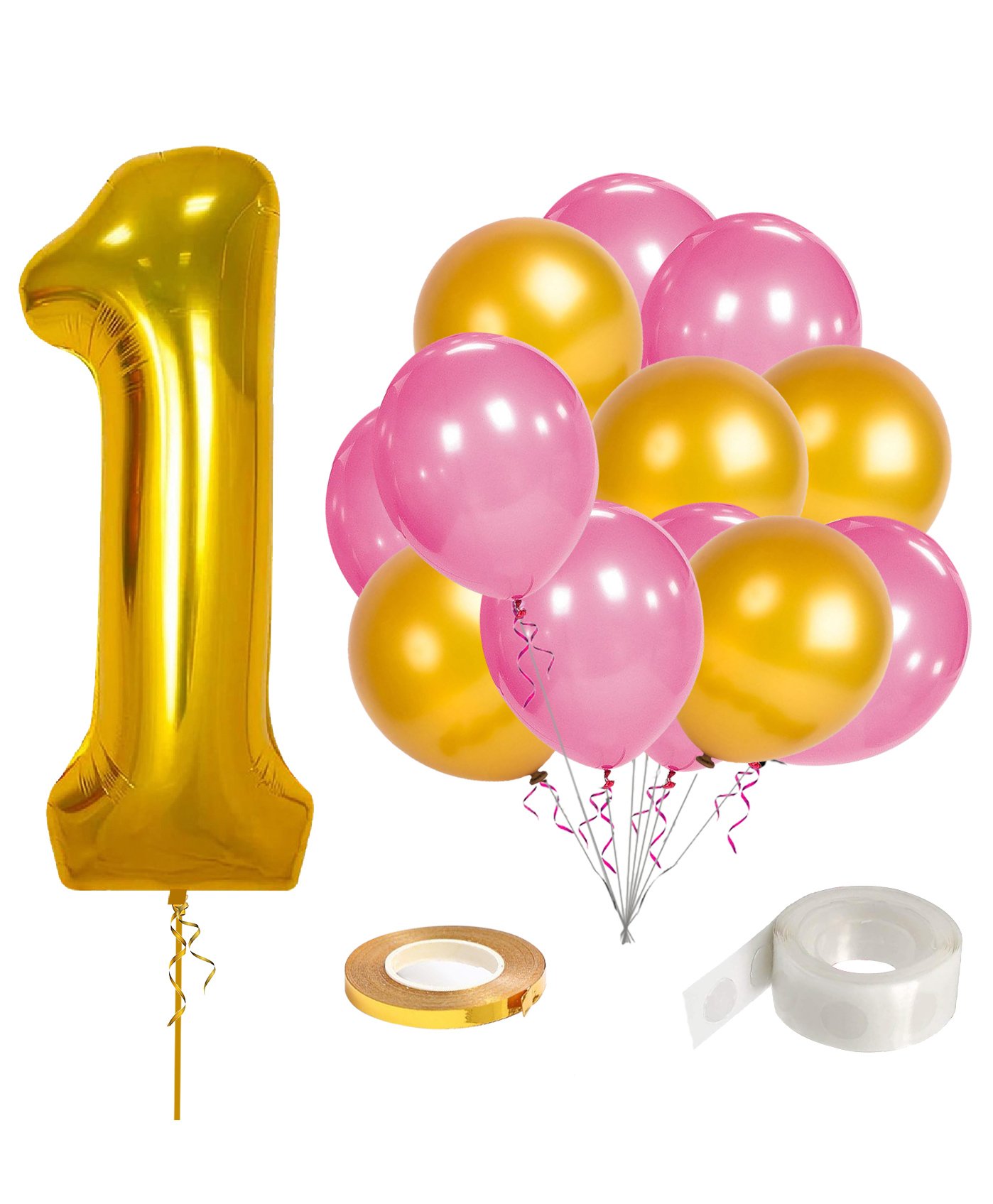 Zyozi 16 Inch Number 1 Foil Balloons With Ribbon Glue Dot Birthday Decoration Pack Of 28 Online In India Buy At Best Price From Firstcry Com