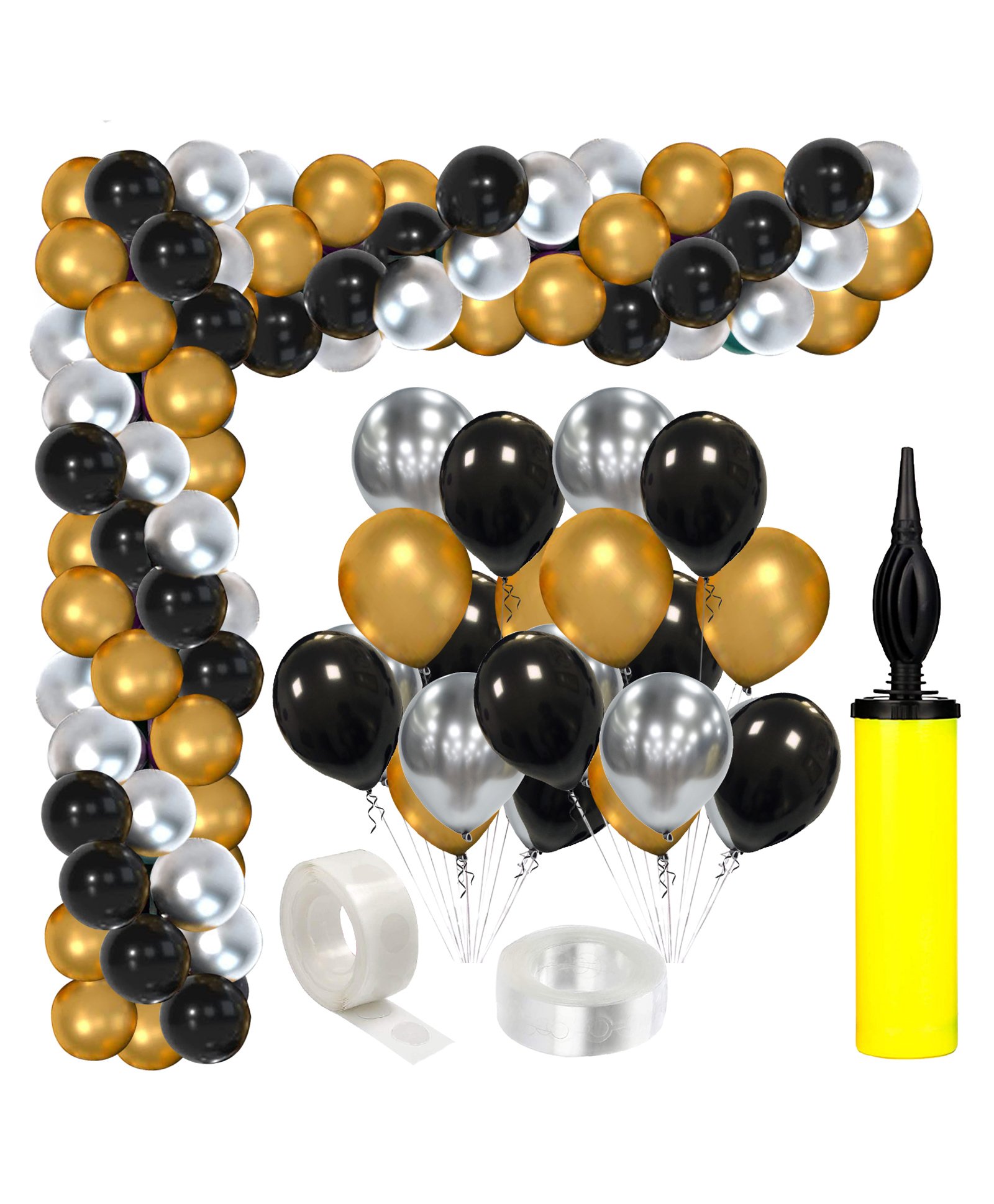 Zyozi Black Gold and Silver Balloon Garland Arch Kit - 78 Pieces-image-19