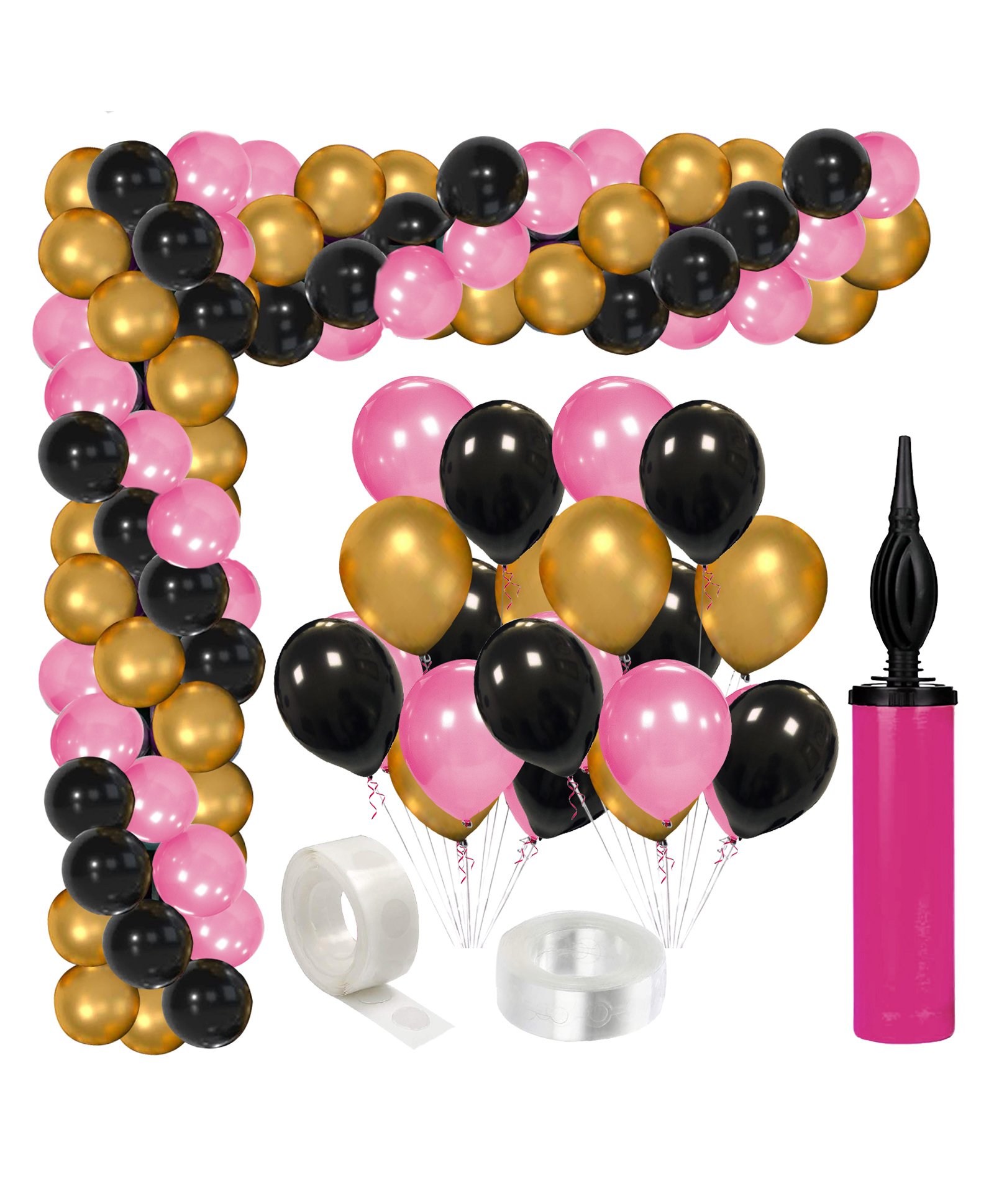 Zyozi Pink Black Pink Gold Metallic Balloons Arch Garland Kit - 78 Pieces-picture-12
