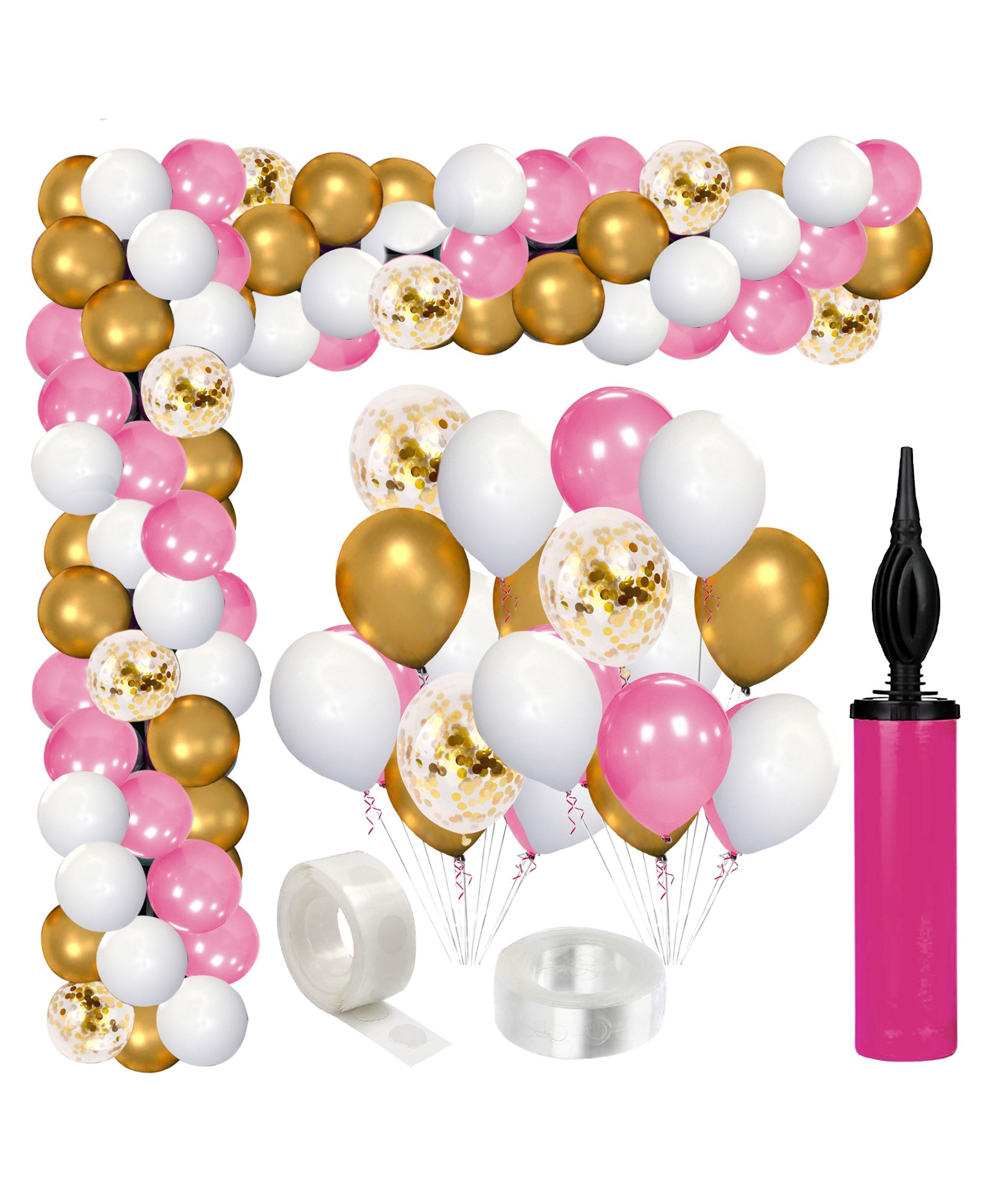 Zyozi Pink Gold Confetti Latex Balloons Arch Garland Kit - 78 Pieces-picture-17