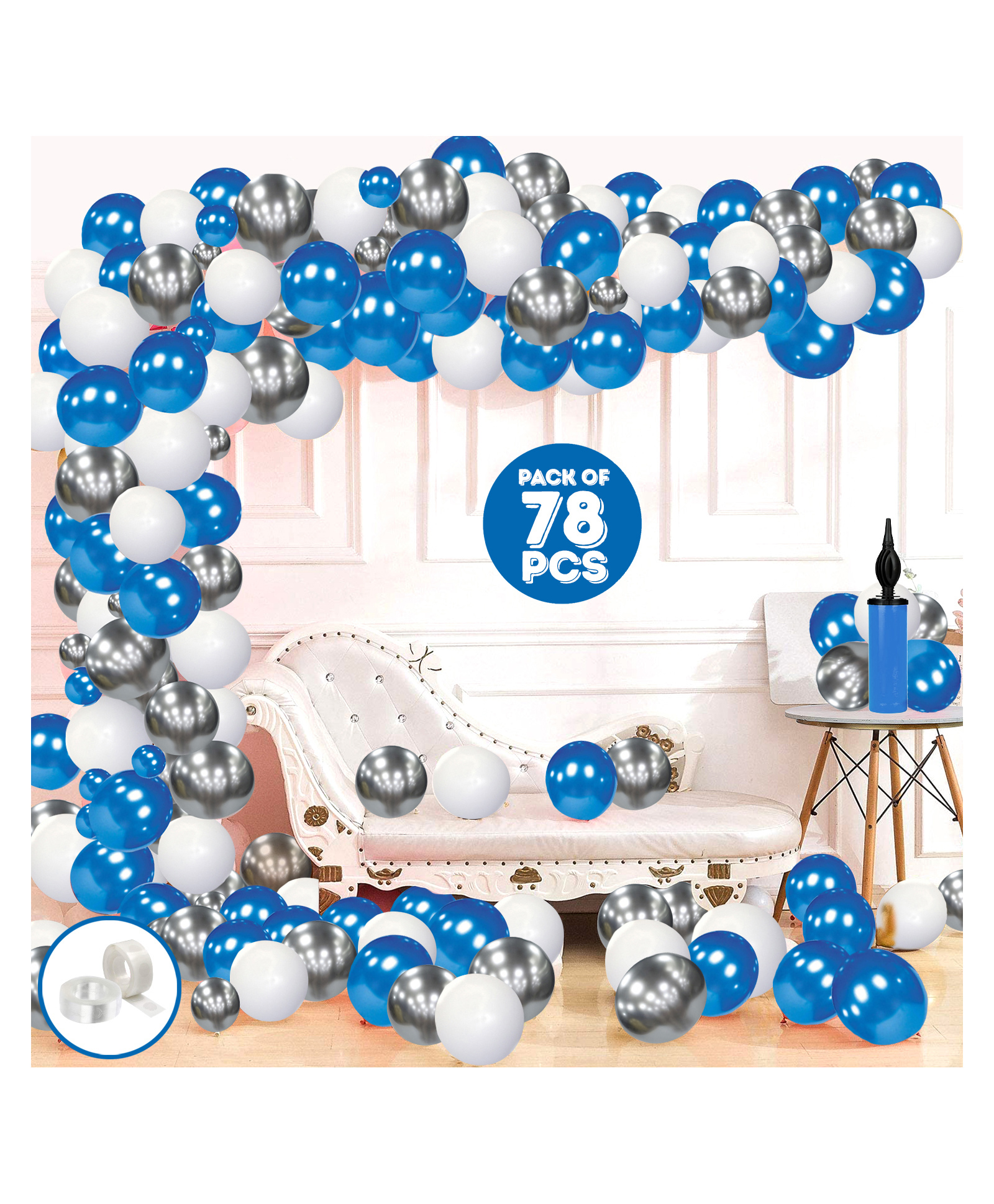 Zyozi Latex Birthday Balloons Decor with Pump Multicolour - Pack of 78-picture-9