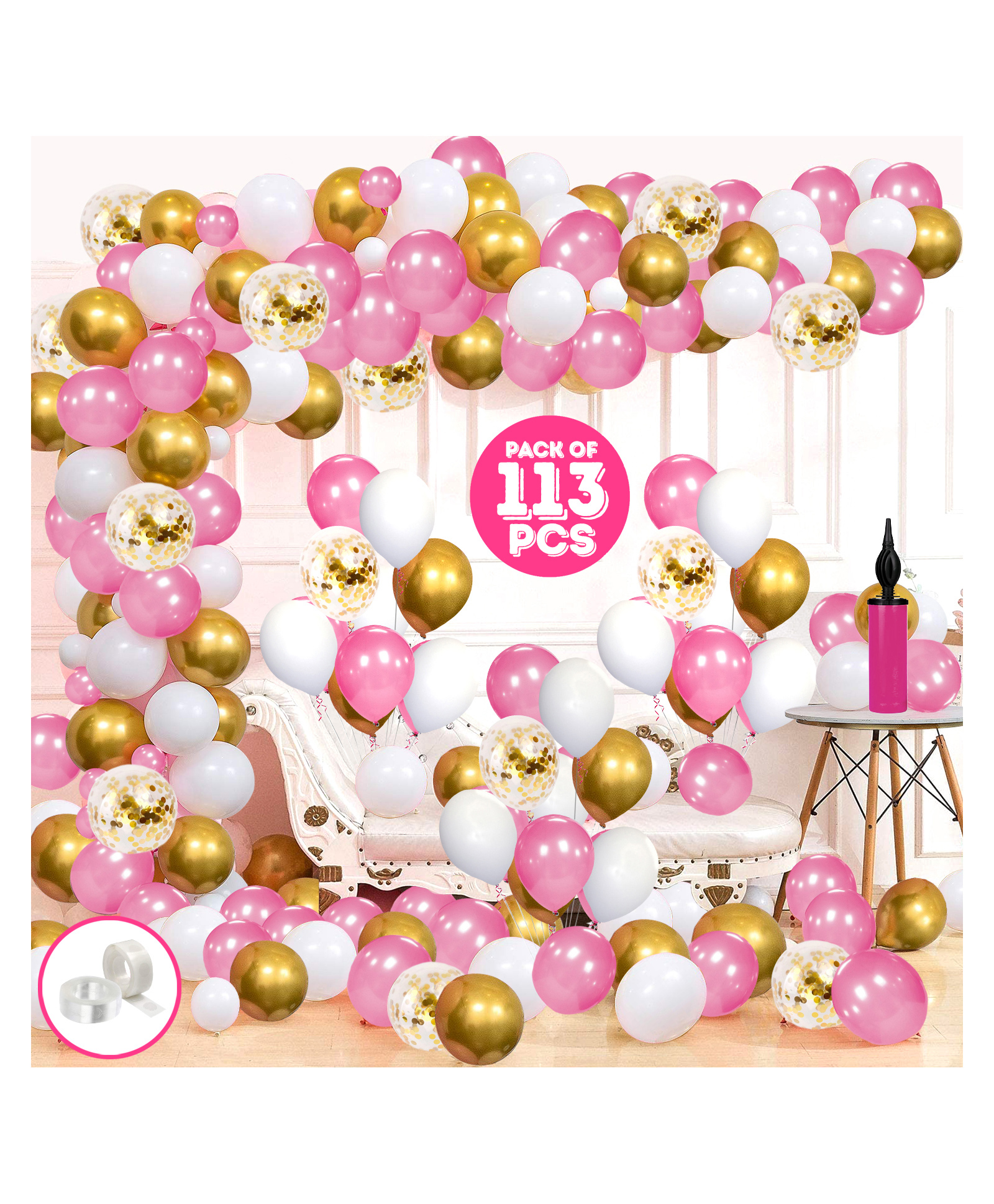 Zyozi Latex Birthday Balloons Decor with Pump Multicolour - Pack of 113-picture-18