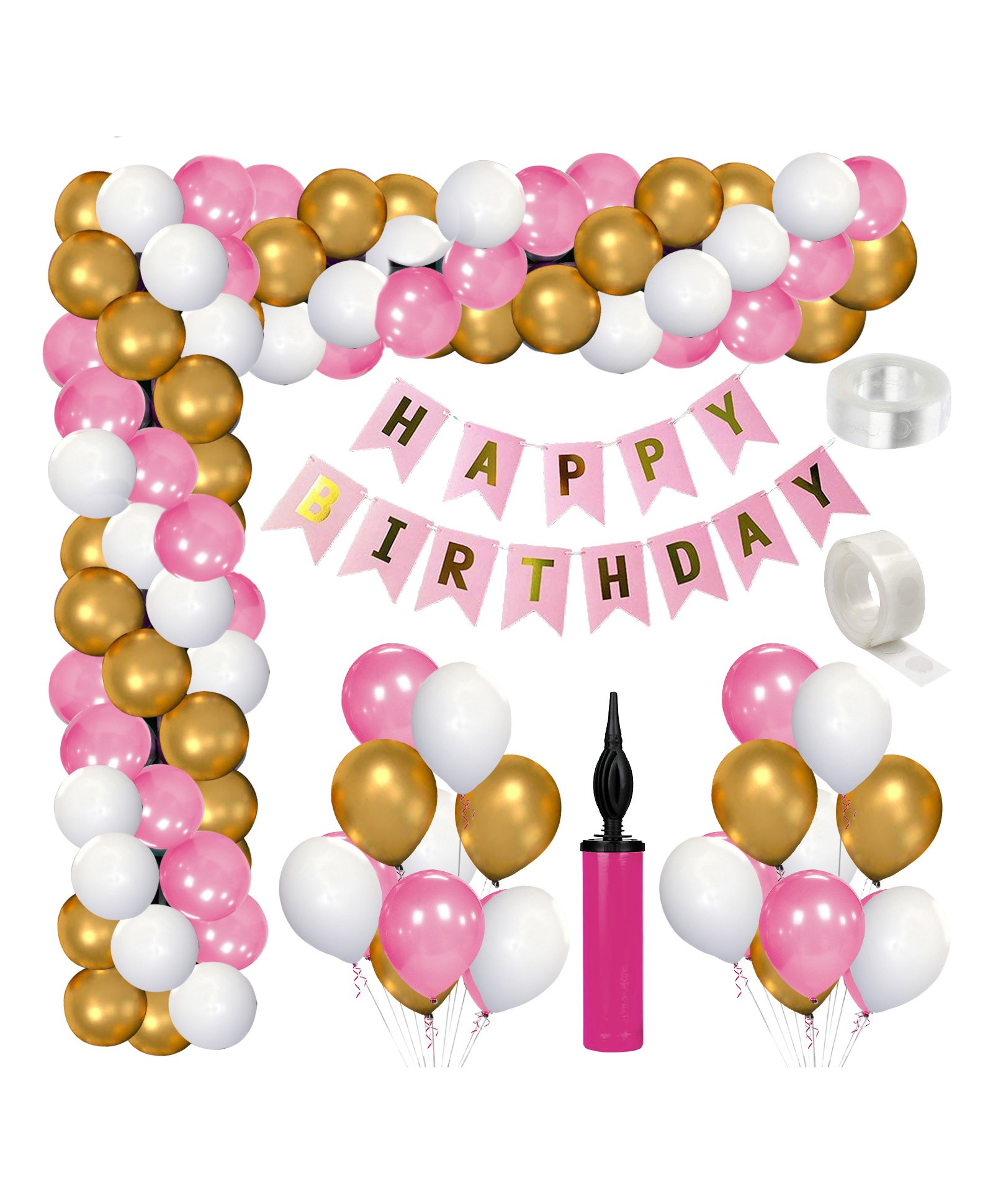 Zyozi Metallic Birthday Balloons and Banner Decor Multicolour - Pack of 79-picture-31