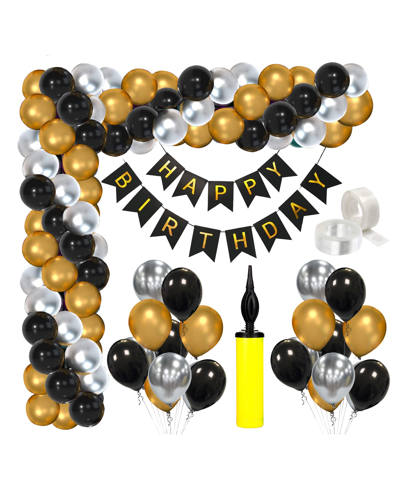 Zyozi Metallic Birthday Decor Kit Multicolour - Pack of 79-picture-27