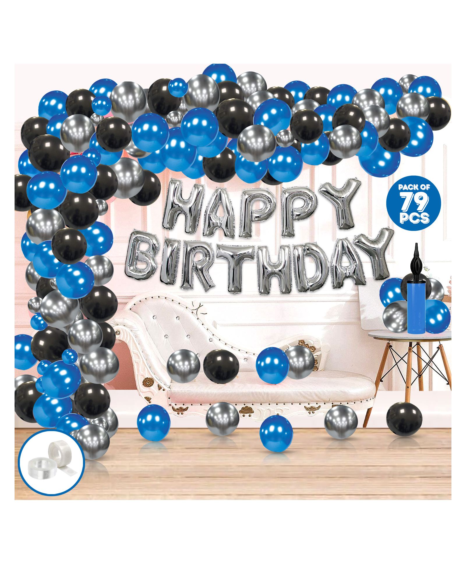 Zyozi Metallic Birthday Decor Kit Multicolour - Pack of 79-picture-10