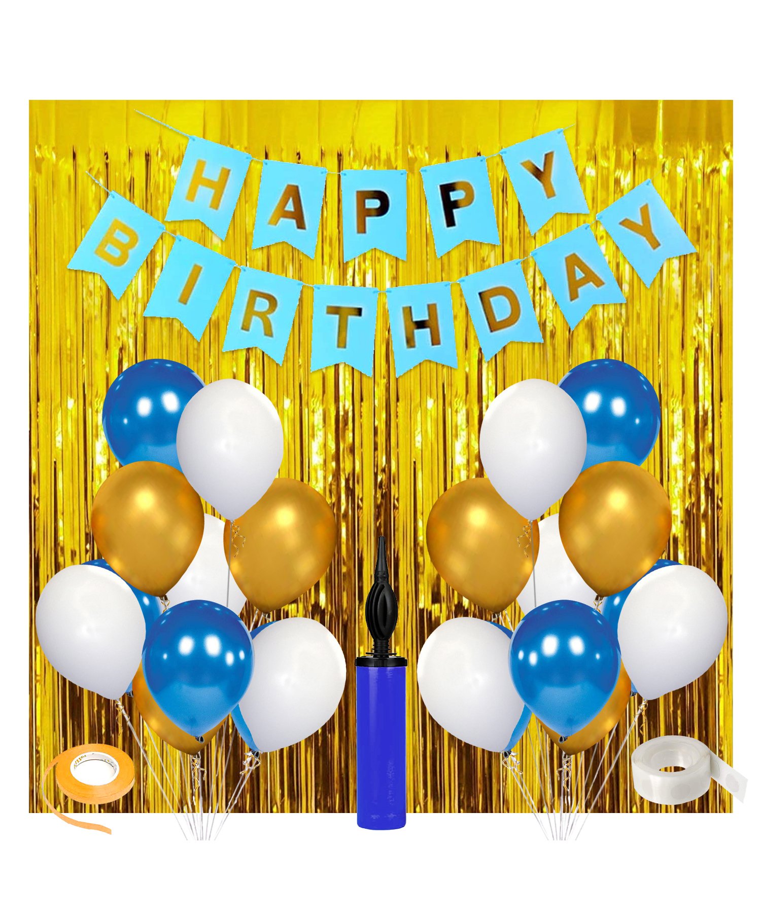 Zyozi Metallic Birthday Decoration Kit Golden & Blue - Pack of 36-picture-47