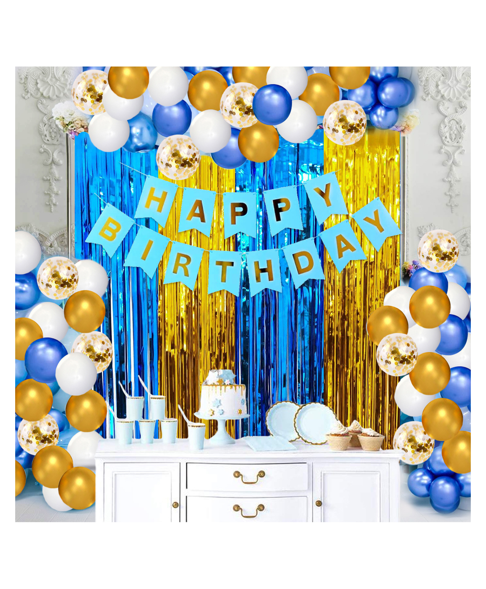 Zyozi Birthday Decoration Blue and Gold - Pack of 40-image-11