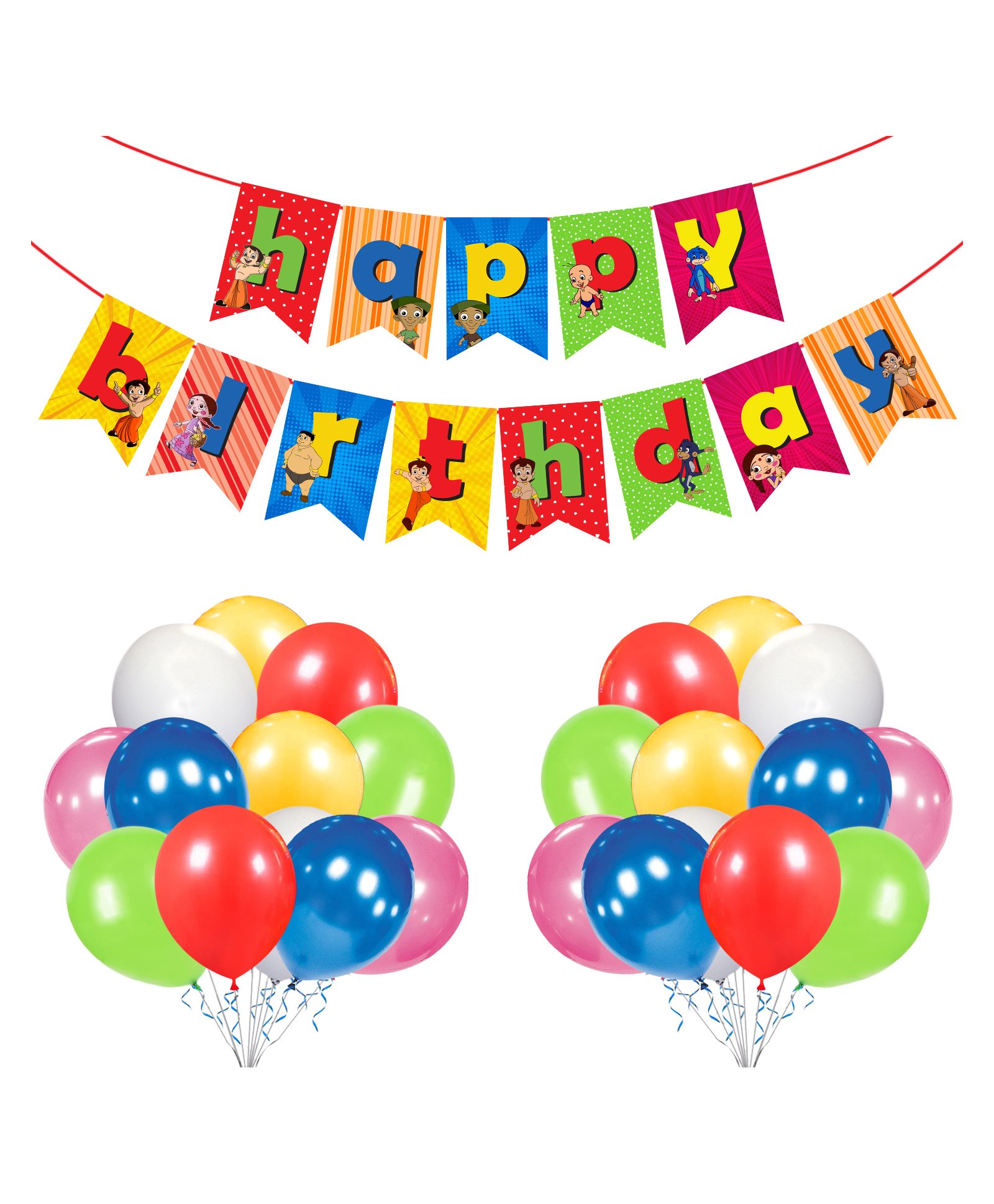 Zyozi Chota Bheem Birthday Party Supplies Cartoon Theme Party Decoration Multicolour - Pack of 26-picture-6