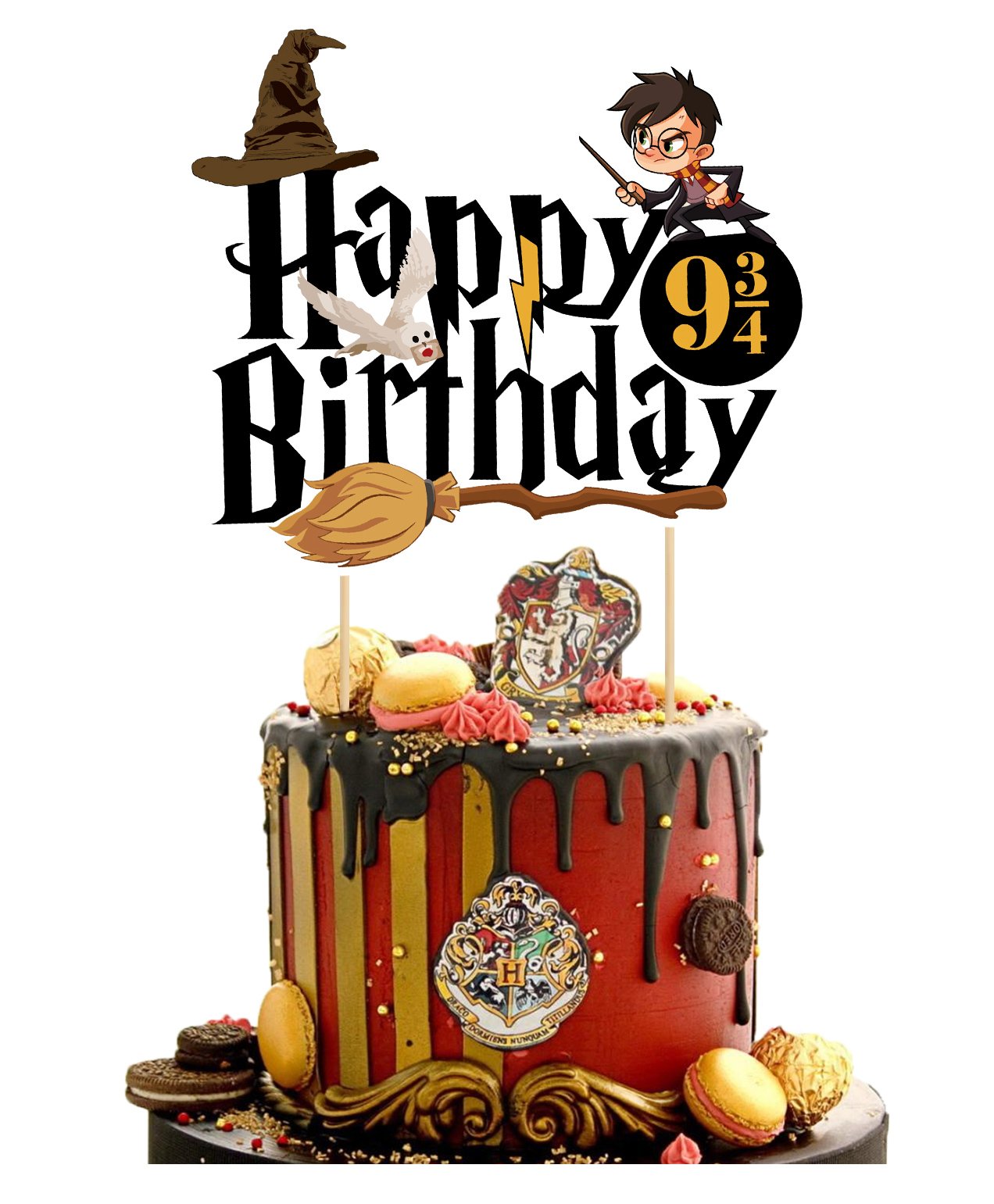 Zyozi 1 PCS Harry Potter Happy Birthday Cake Topper for Harry Potter Theme