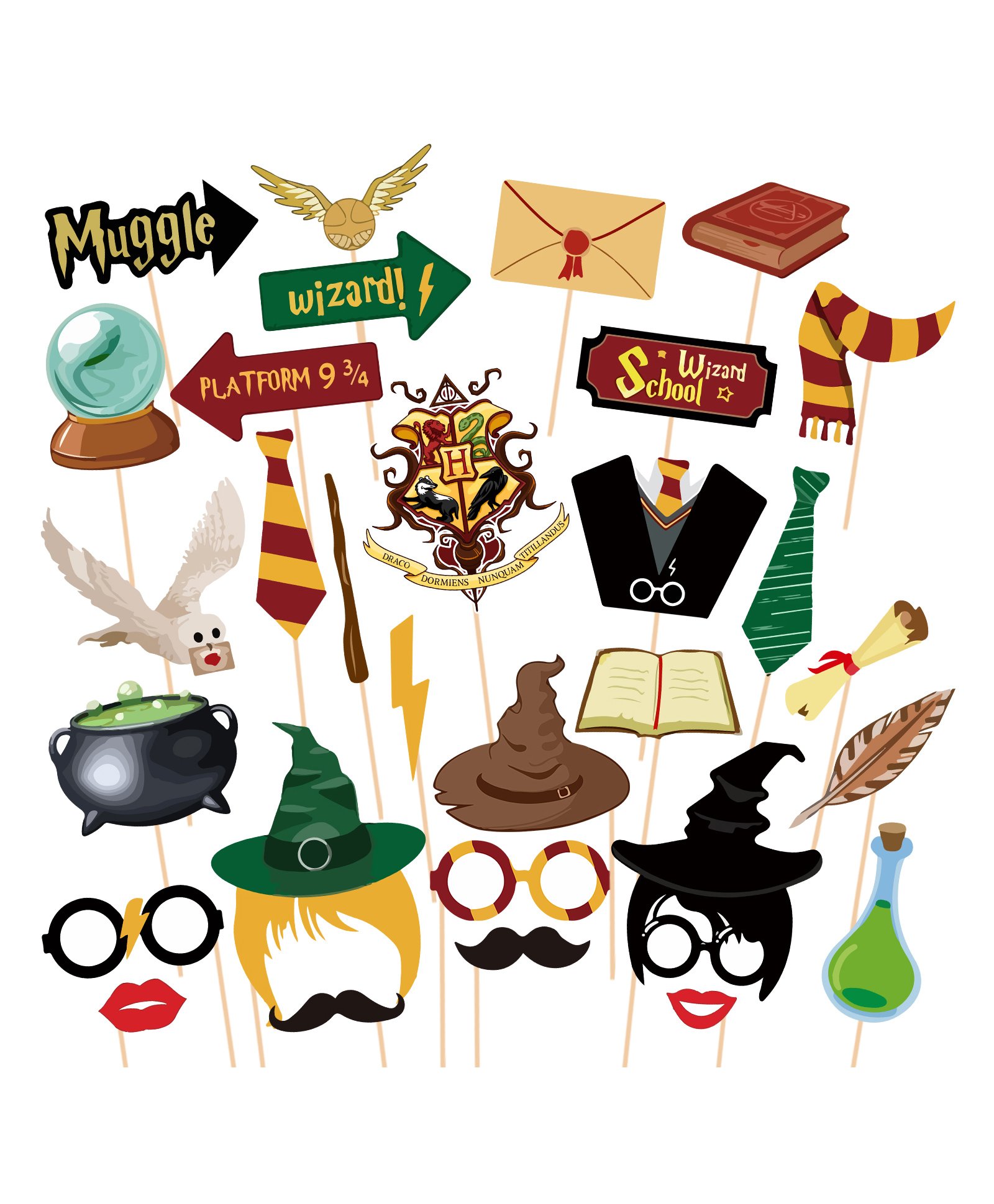 Zyozi Harry Potter Party Photo Booth Props Birthday Theme - Pack of 30-picture-15