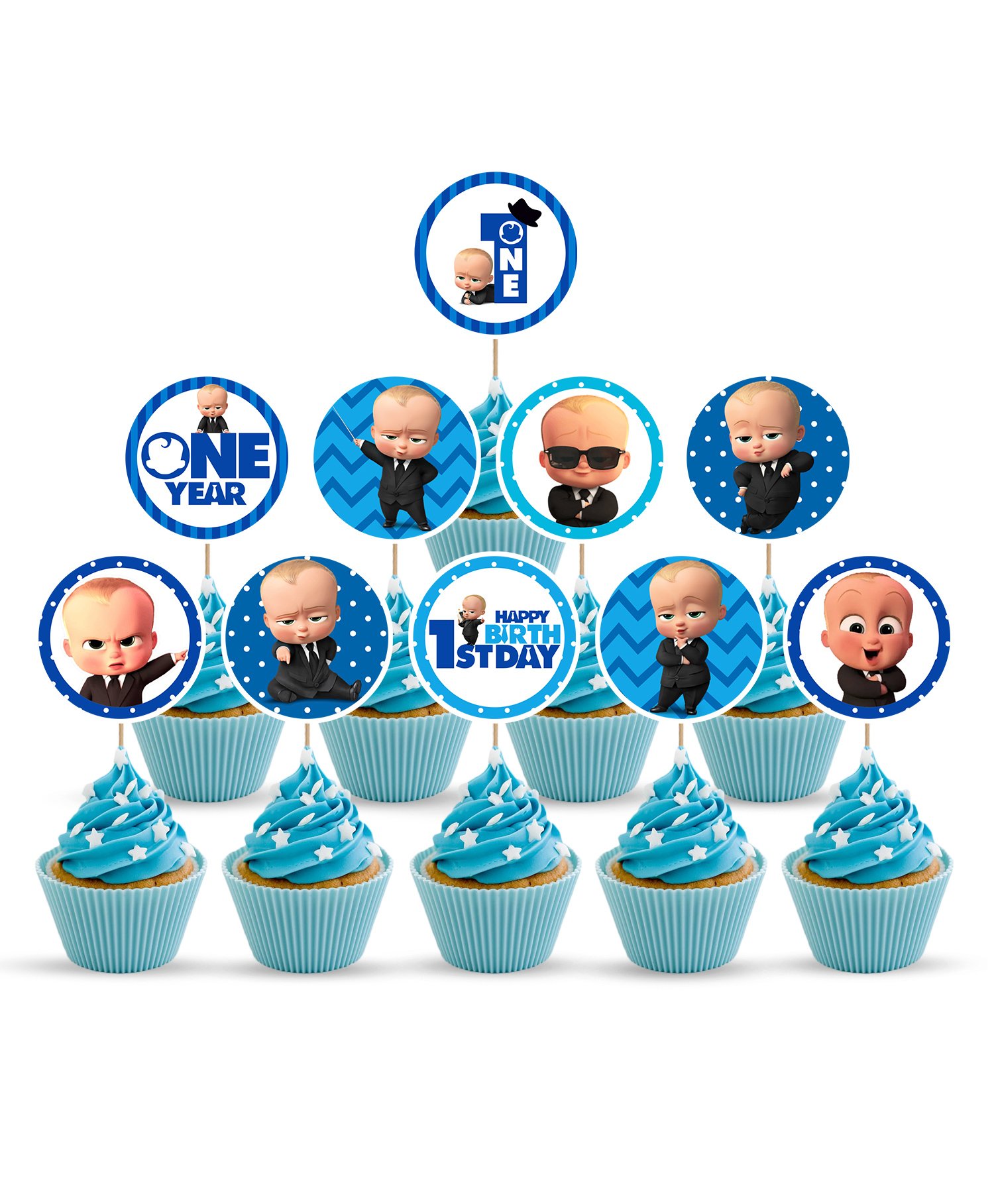Zyozi Cupcake Toppers 1st Birthday Cake Decorations Blue Pack Of 10 Online In India Buy At Best Price From Firstcry Com