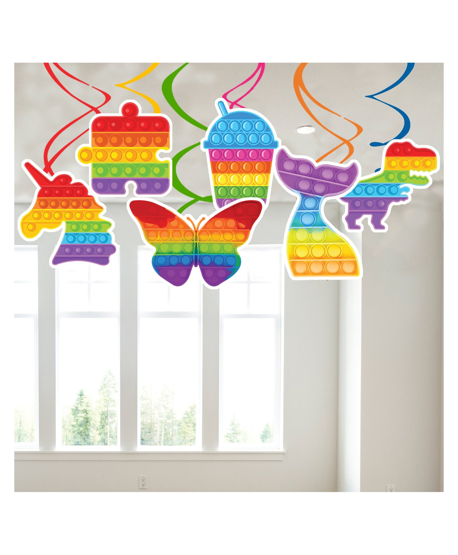 Zyozi Pop Push Bubble Hanging Swirl Decorations Fidget Toy Party Supplies - Pack of 6-picture-18