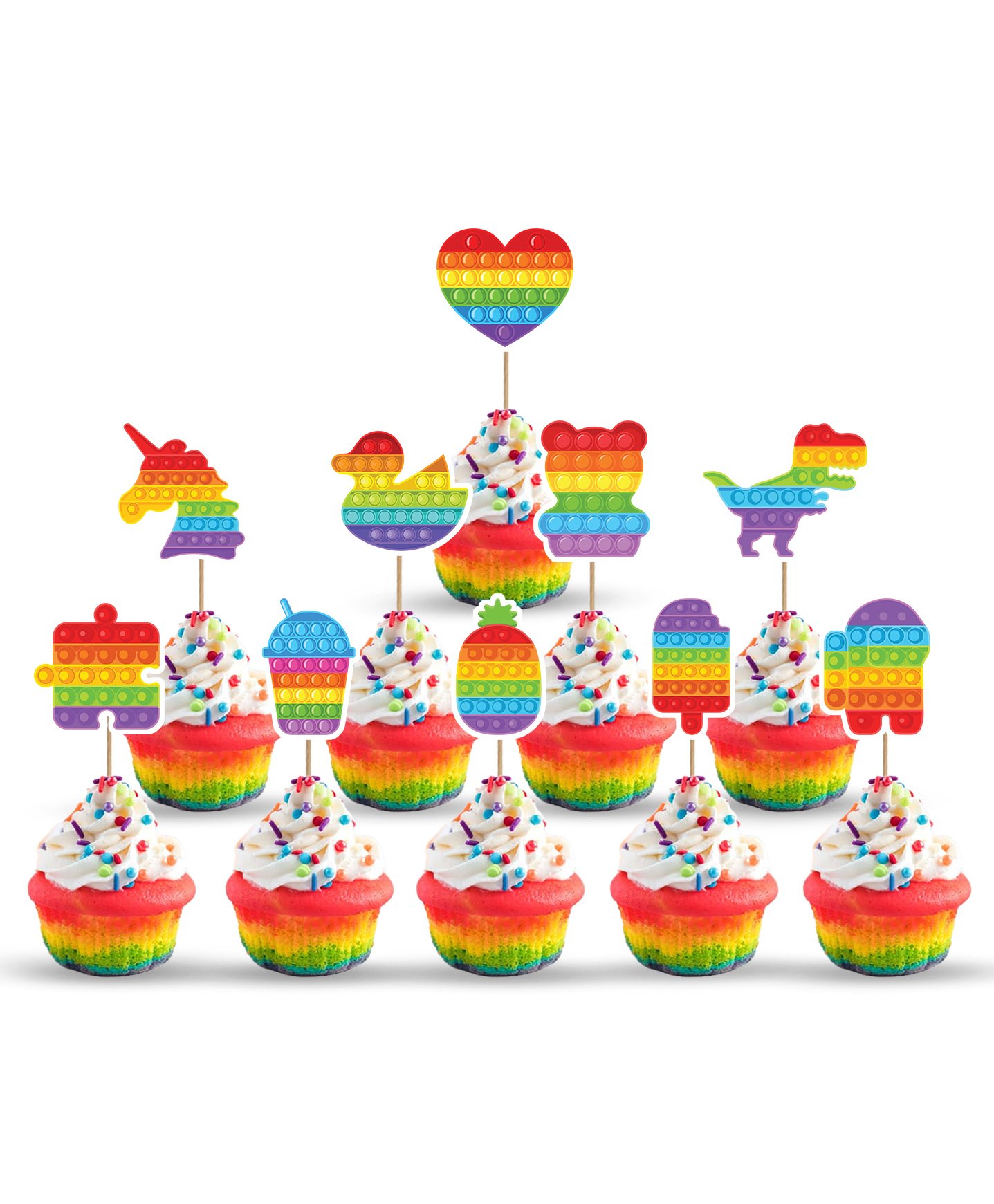 Zyozi Pop Fidget Cup Cake Topper Multicolour - Pack of 10-image-43