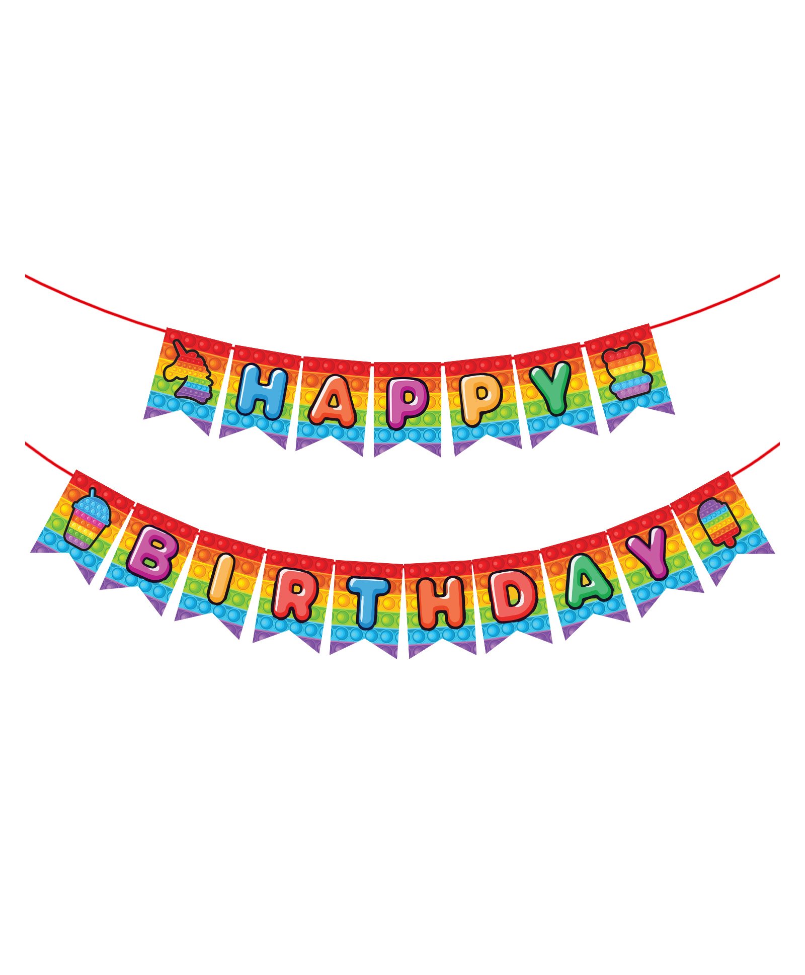 Zyozi Pop Push Bubble Happy Birthday Banner Party Decoration - Multicolour-picture-17