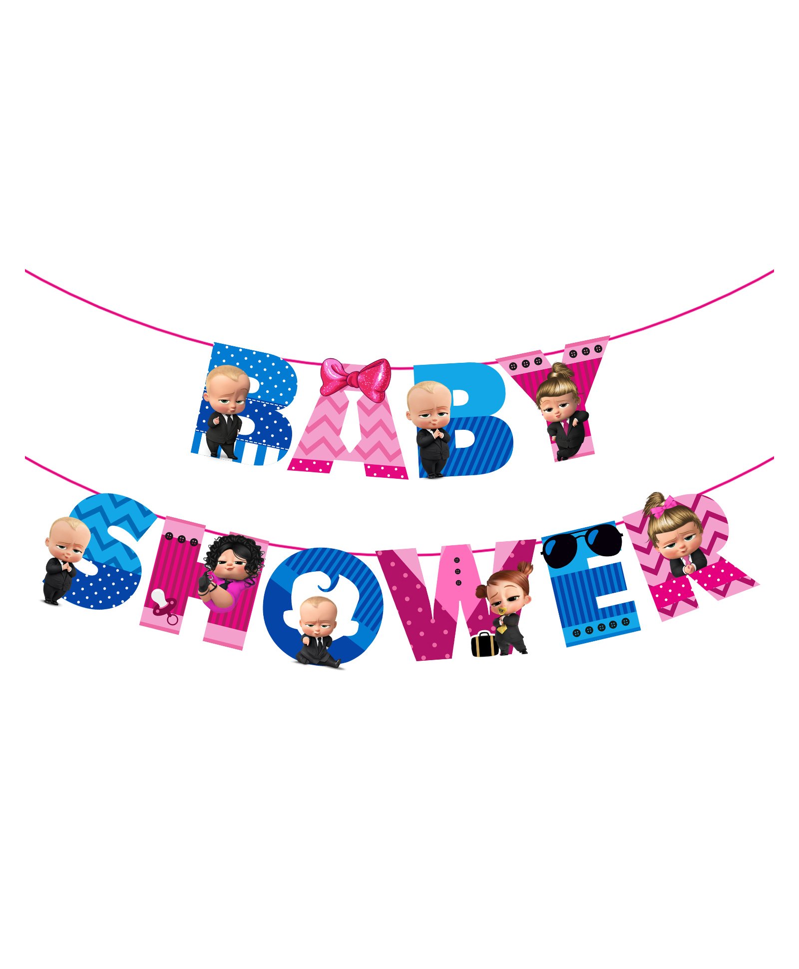 Zyozi Boy or Girl Theme Baby Shower Banner Hanging for Baby Shower Party Decoration - Blue and Pink-image-45