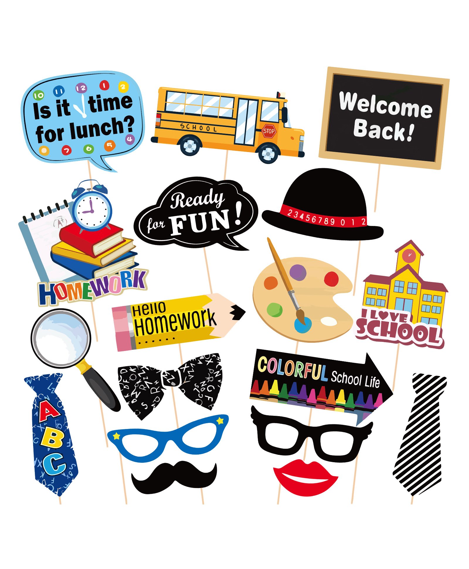 Zyozi  Back To School Photo Booth Props Kit Multiclour - Pack Of 18-image-11
