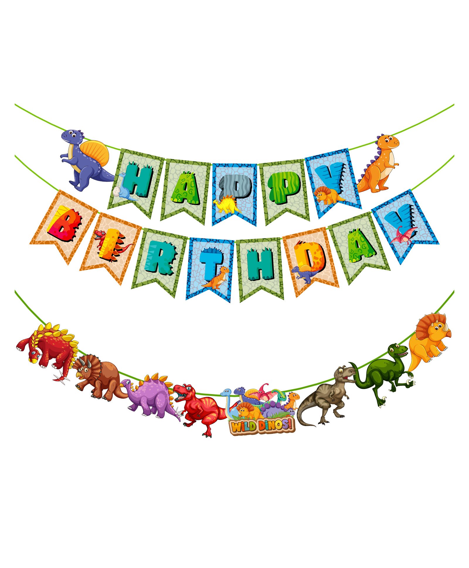 Zyozi Dinosaur Birthday Party Banner Multicolour - Pack Of 2-image-13