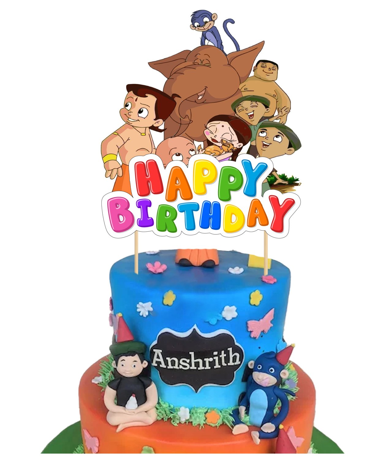 Zyozi Chhota Bheem Birthday Party Cake Toppers - Multicolour-image-1