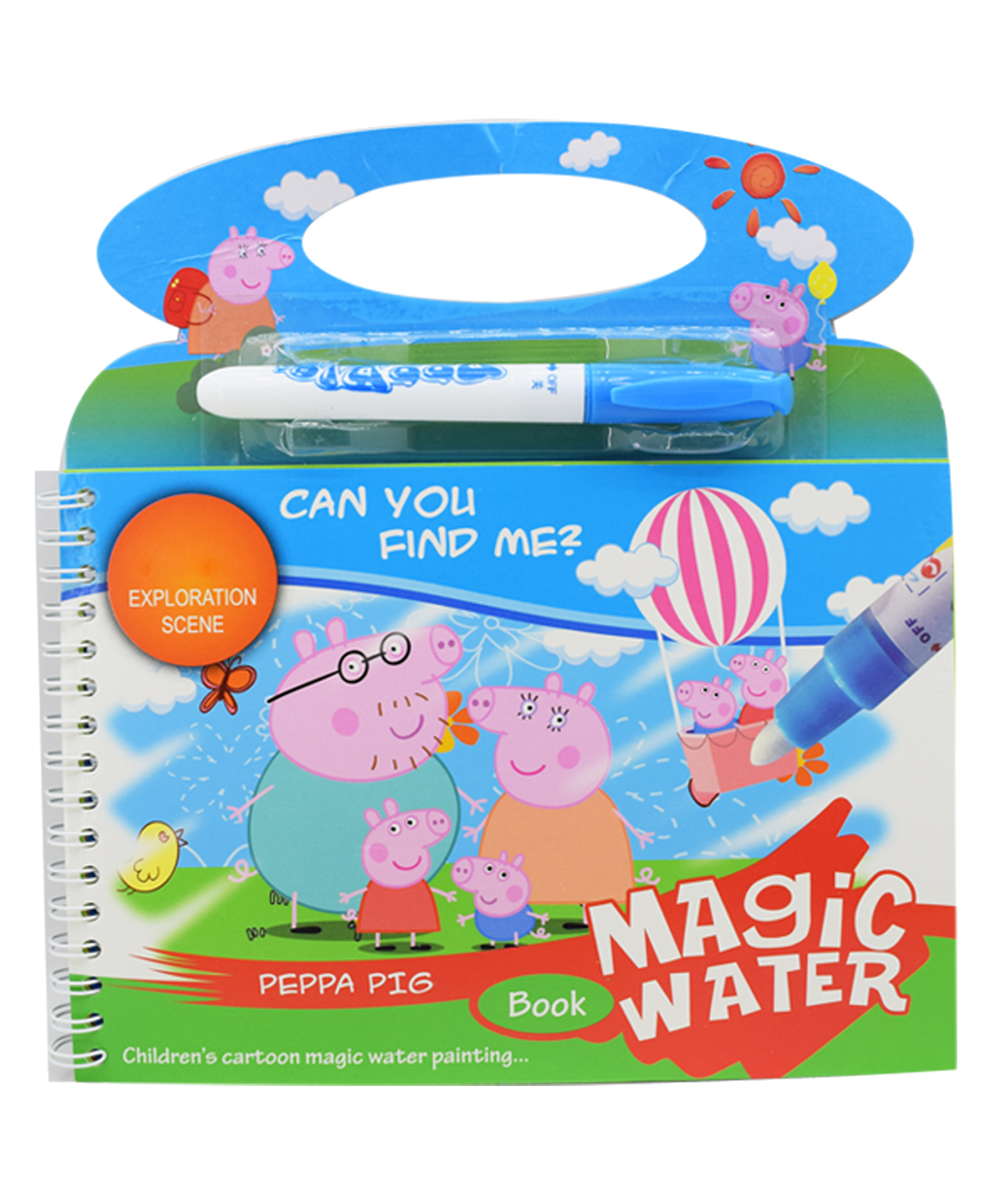 Asera Peppa Pig Theme Reusable Magic Water Painting Book with Doodle Pen - Multicolour-image-29