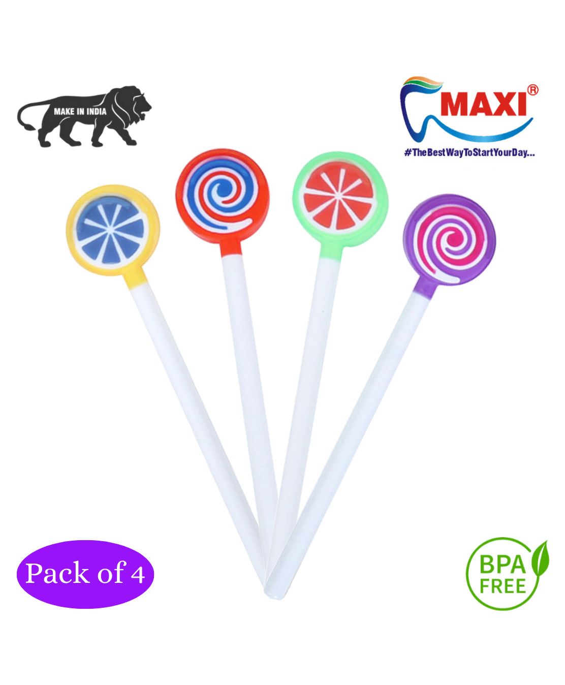 MAXI Lollipop Tongue Cleaner Pack of 4 - Multicolor-image-19