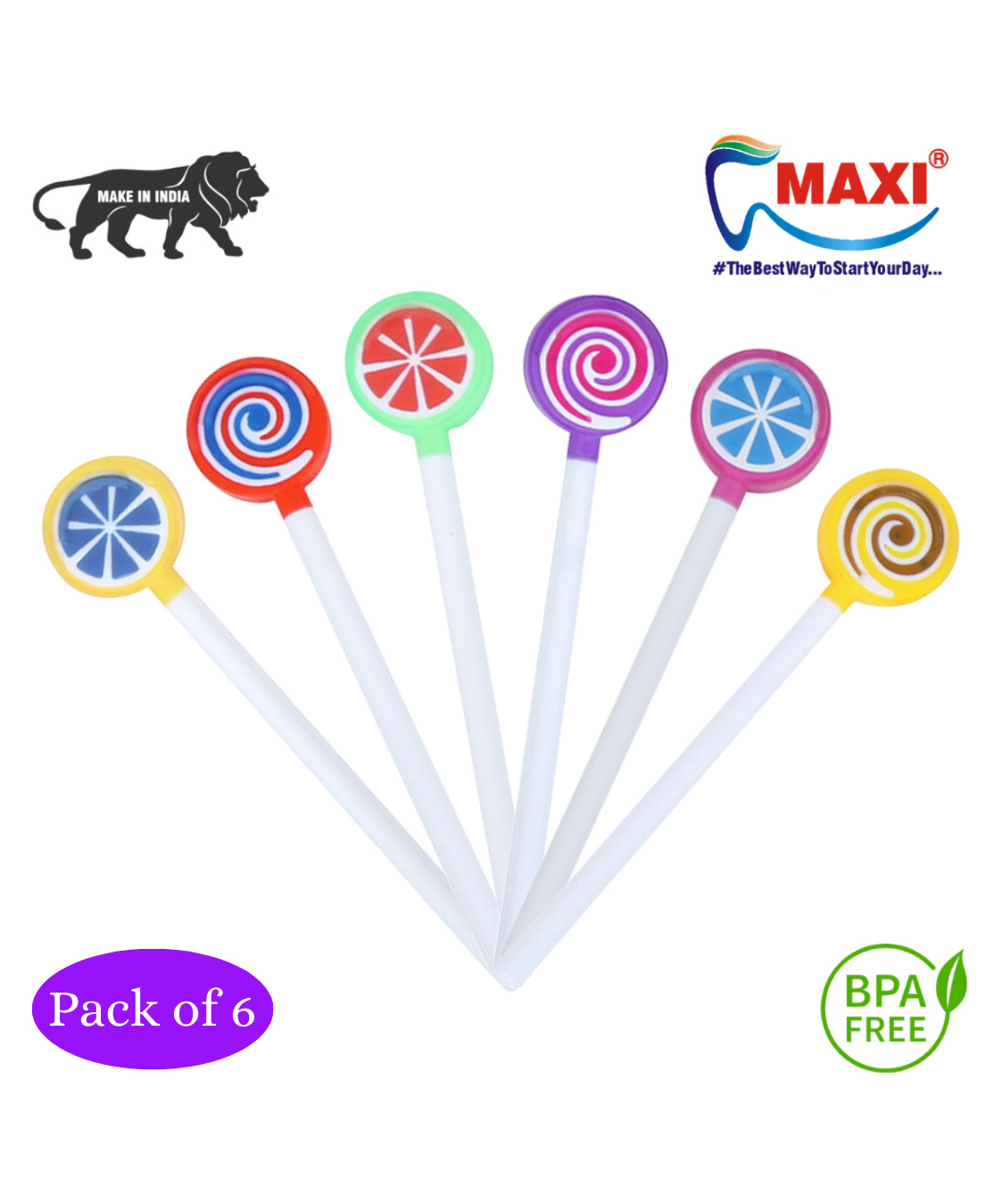 MAXI Lollipop Tongue Cleaner Pack of 6 - Multicolor-picture-18