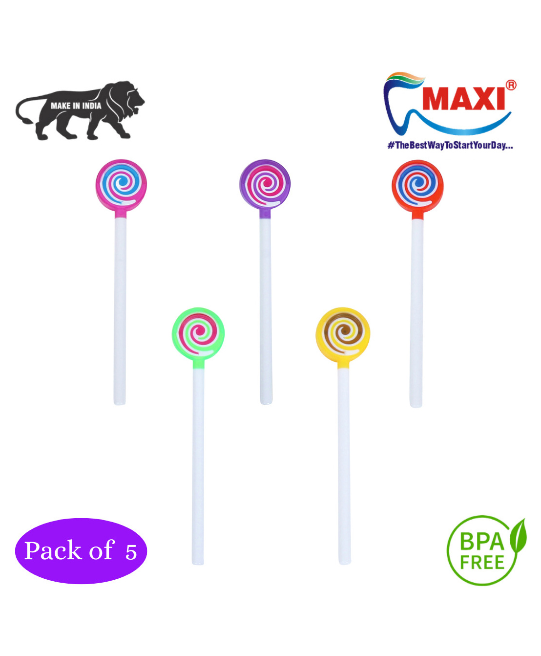 MAXI Lollipop Tongue Cleaner Pack of 5 - Multicolor-picture-28