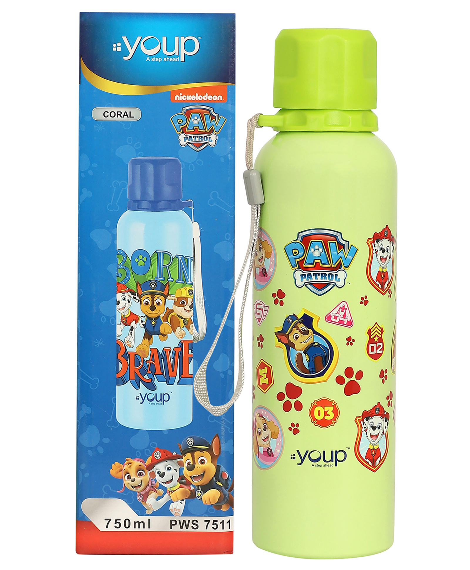 Youp Stainless Steel Green color Paw Patrol kids water bottle coral- 750 ml-picture-46