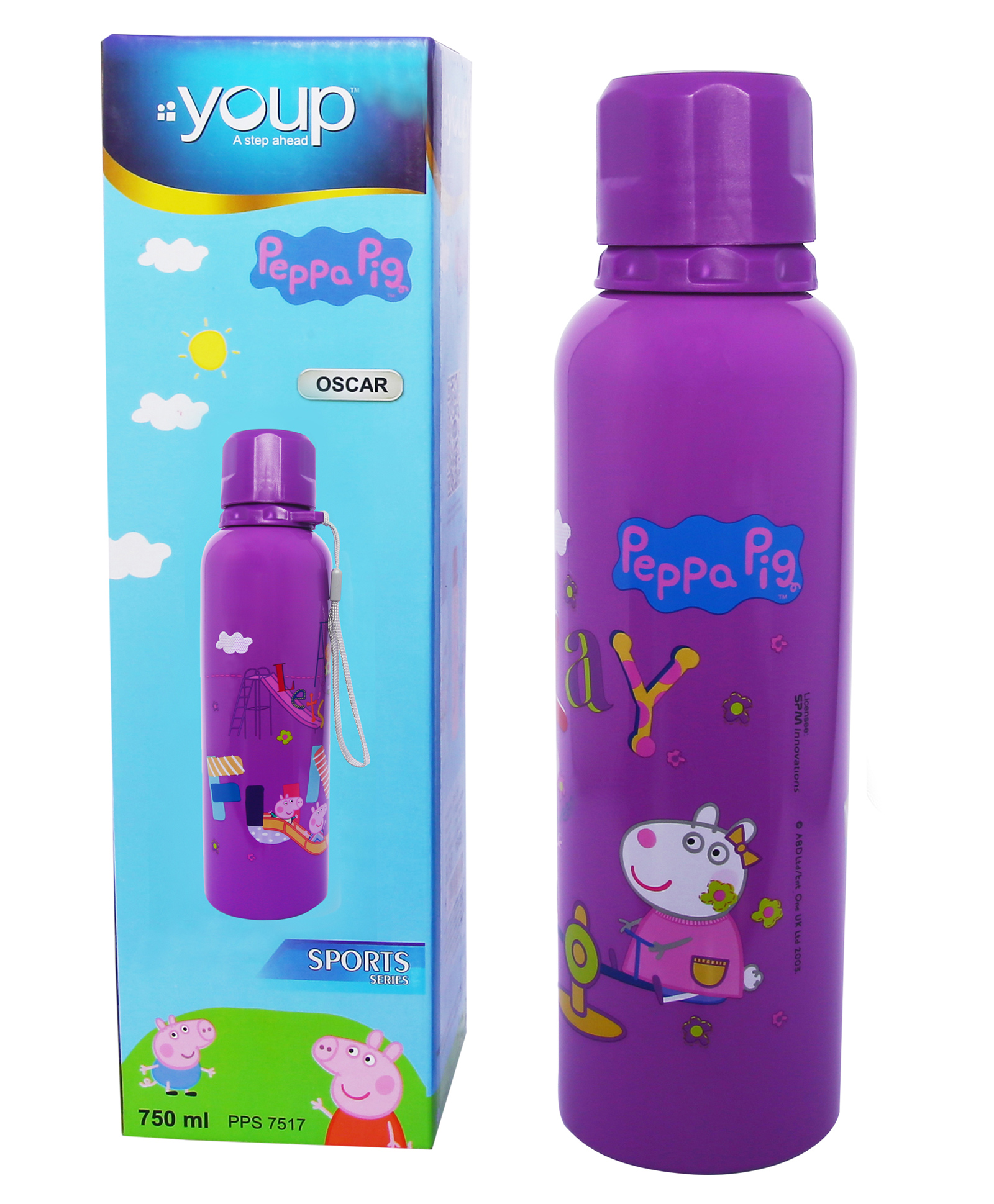 Youp Stainless Steel Purple color Peppa Pig kids water bottle OSCAR - 750 ml-picture-29