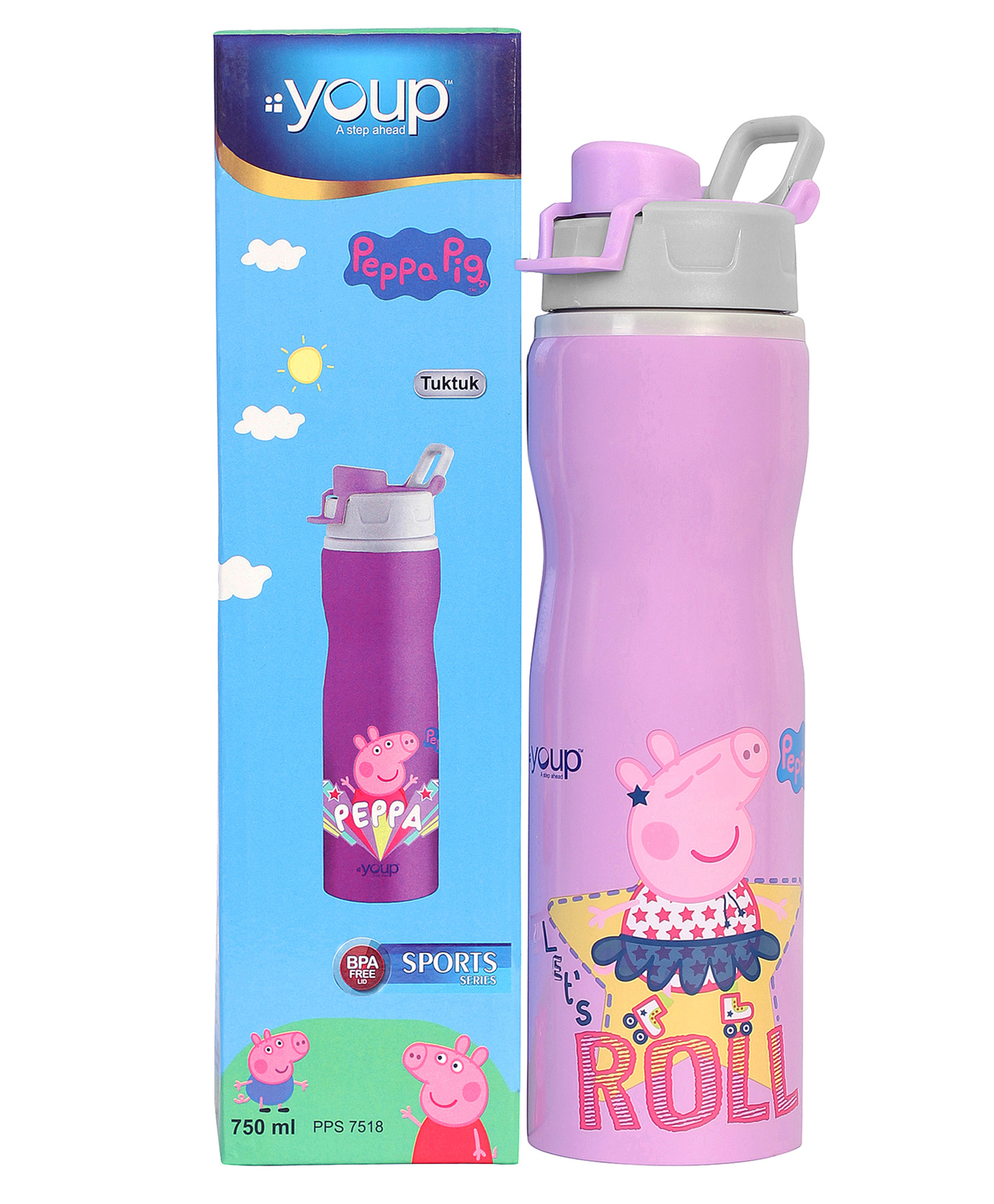 Youp Stainless Steel Purple Color Peppa Pig Kids Water Bottle TUKTUK - 750 ml-picture-6