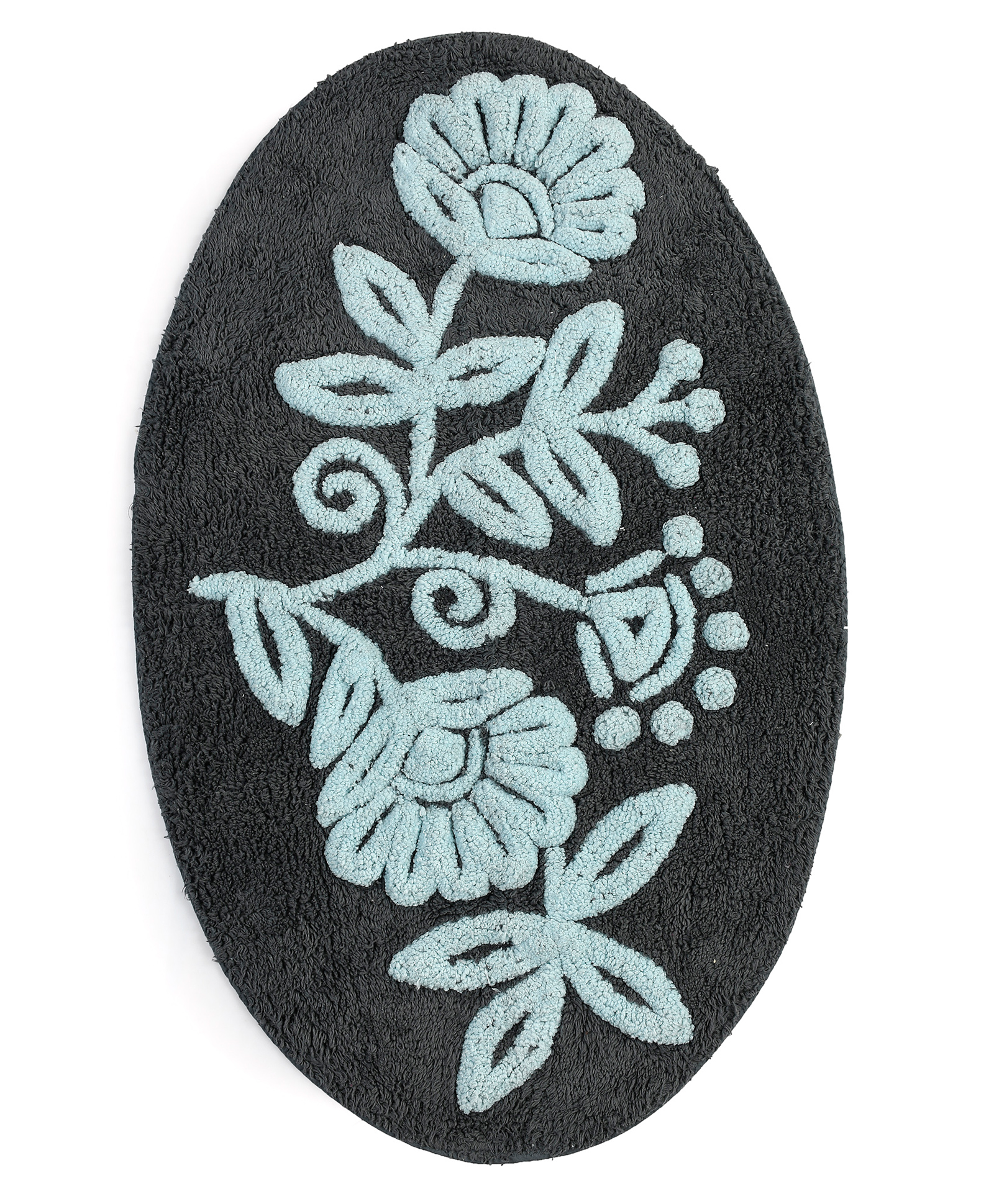 Saral Home Fleur Super Soft Oval Bathmat - Grey-picture-27