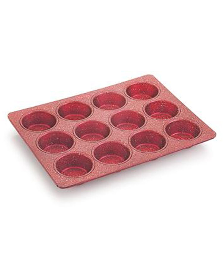 Hazel Aluminium Cupcake Muffin Mould Microwave Safe 12 Cups Non Stick Granite Finish Muffin Pan Chocolate Baking Tray for House & Bakery - Red-image-20
