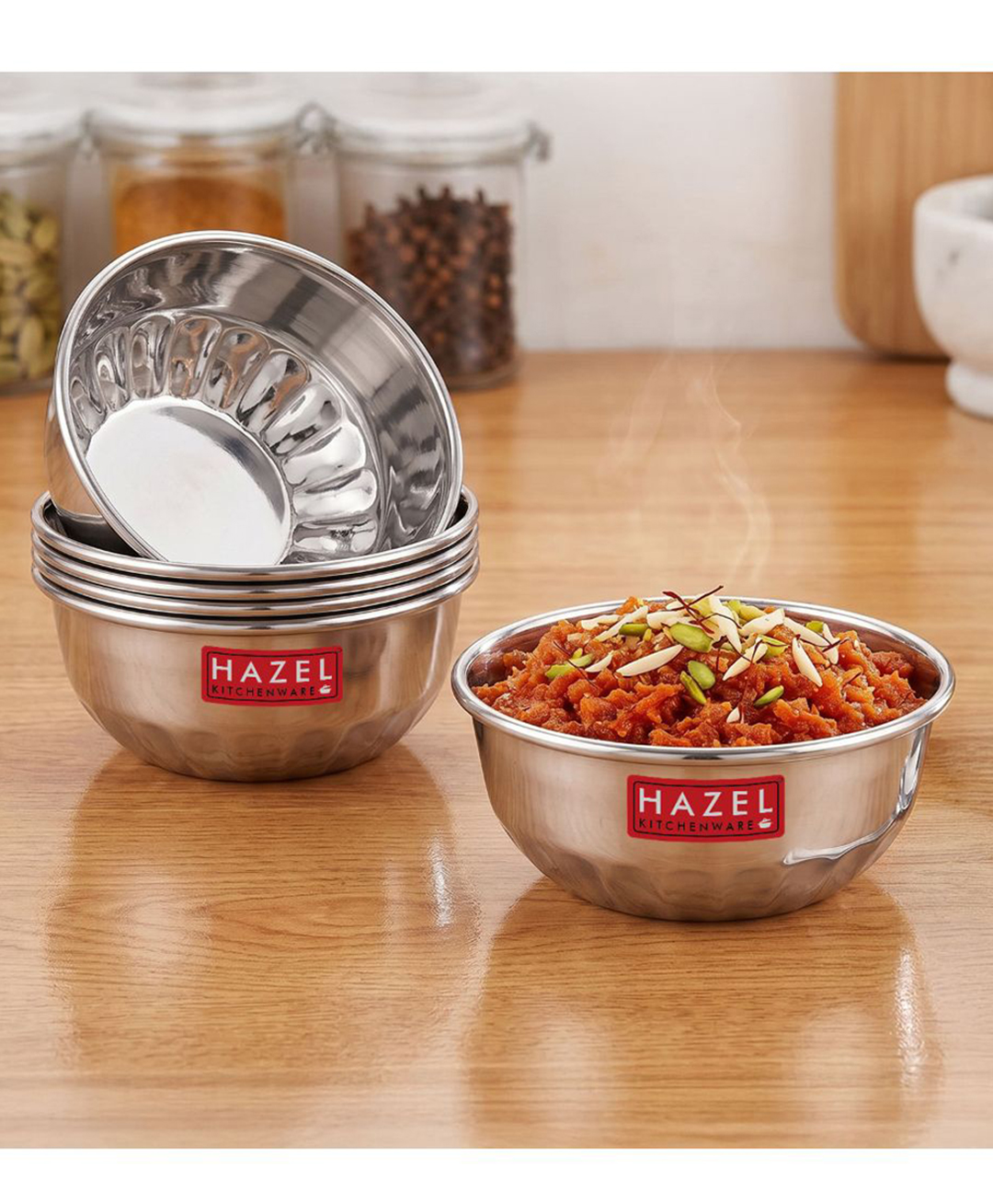 HAZEL Stainless Steel Serving Bowl Wati Dessert Vati Katori Pack of 6 - 220 ml each-image-39