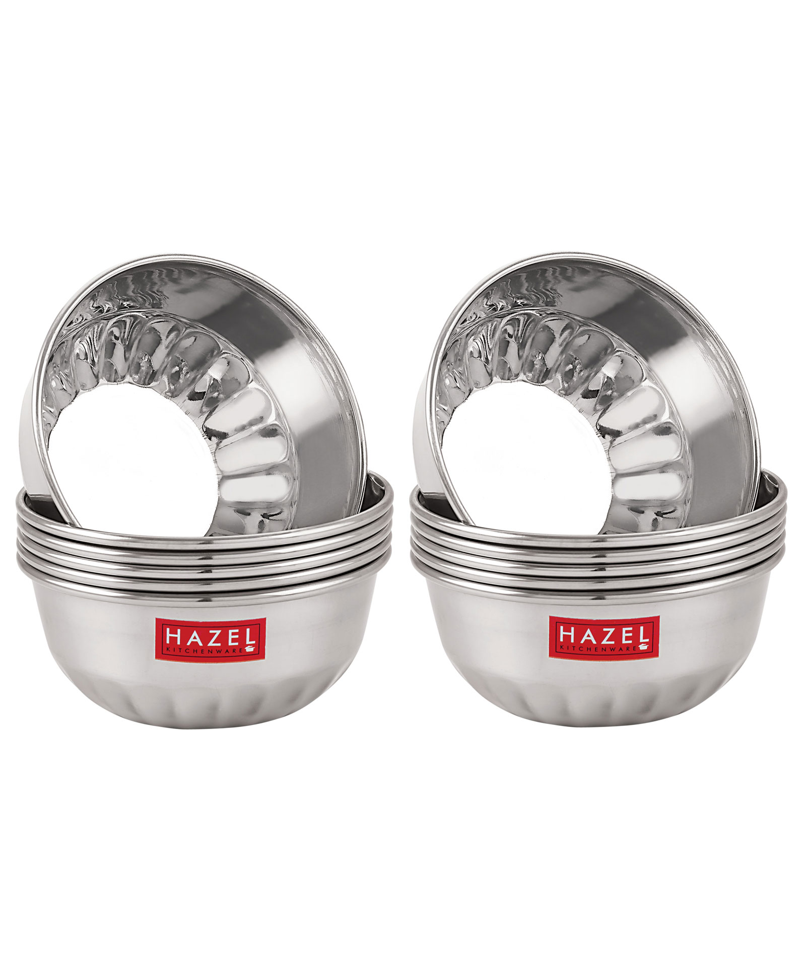 HAZEL Stainless Steel Serving Bowl Wati Dessert Vati Katori Silver - Pack of 12-picture-28
