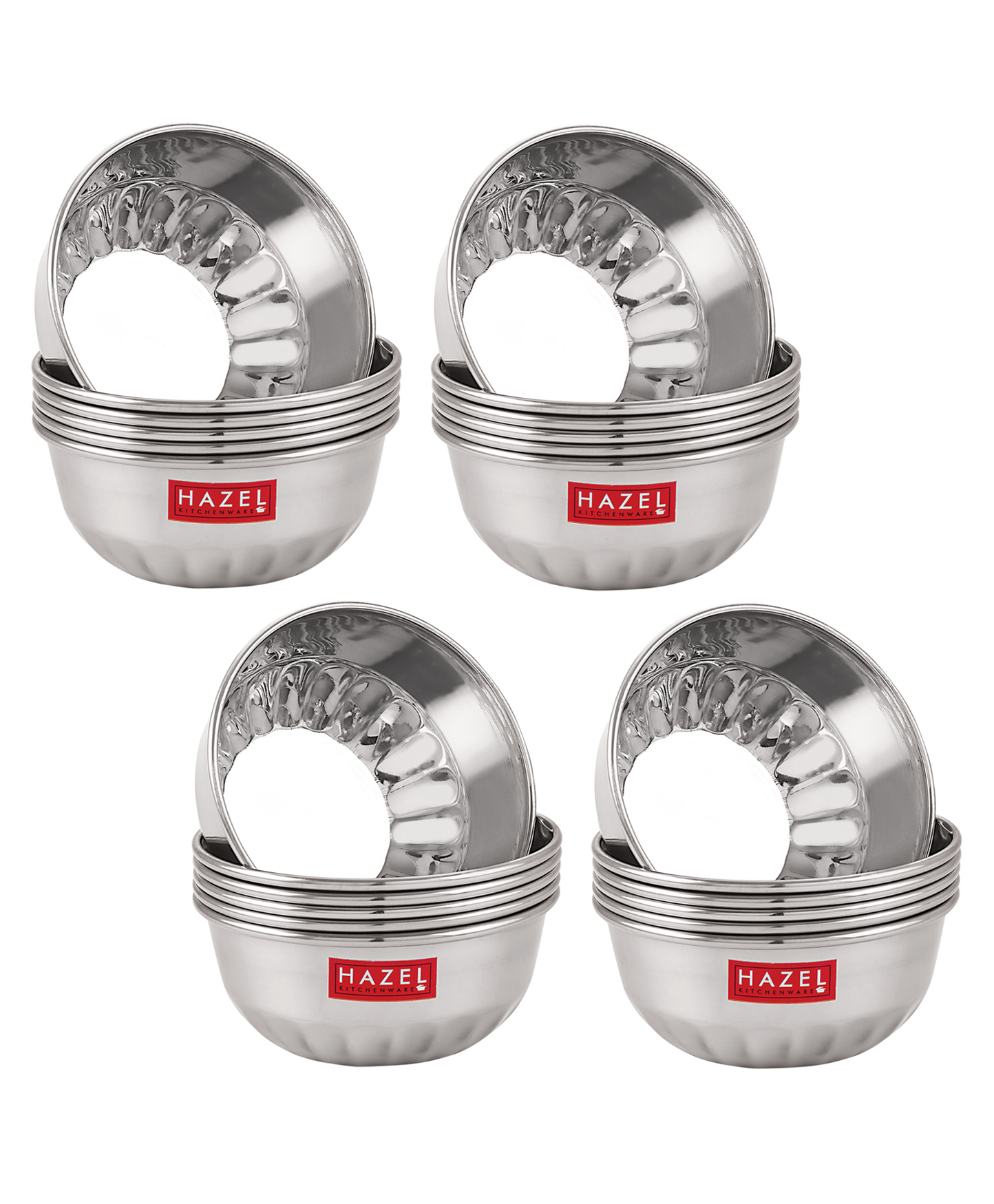 HAZEL Stainless Steel Serving Bowl Wati Dessert Vati Katori Silver - Pack of 24-picture-22