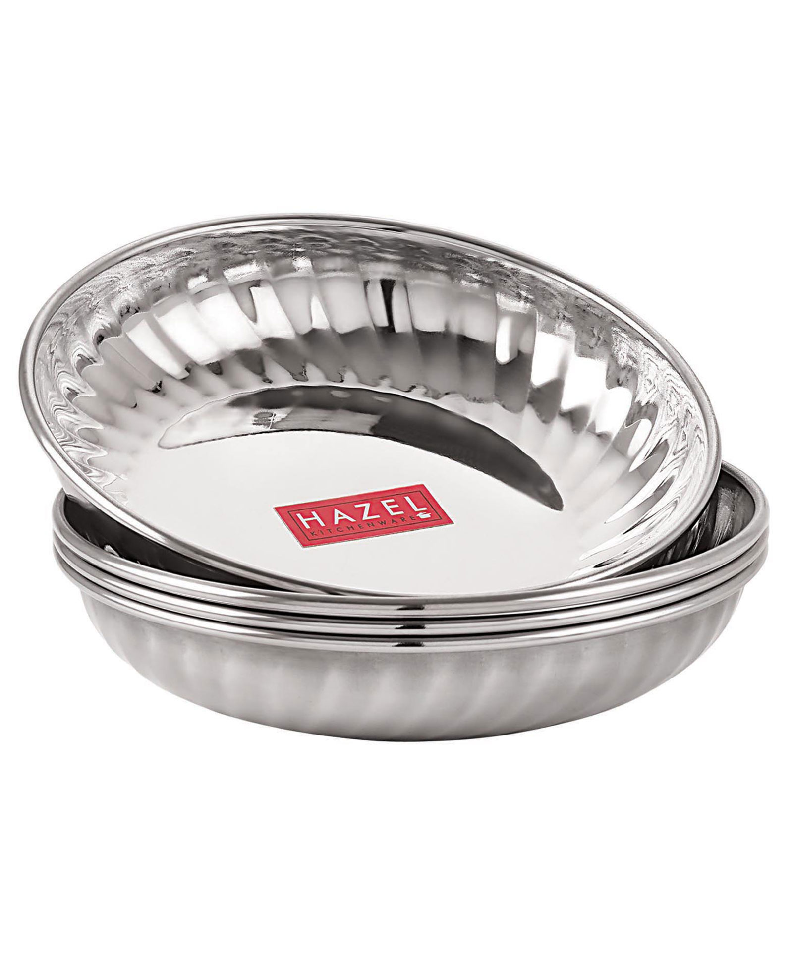 HAZEL Stainless Steel Serving Sweet Dish Dessert Plate Silver - Pack of 4-picture-17