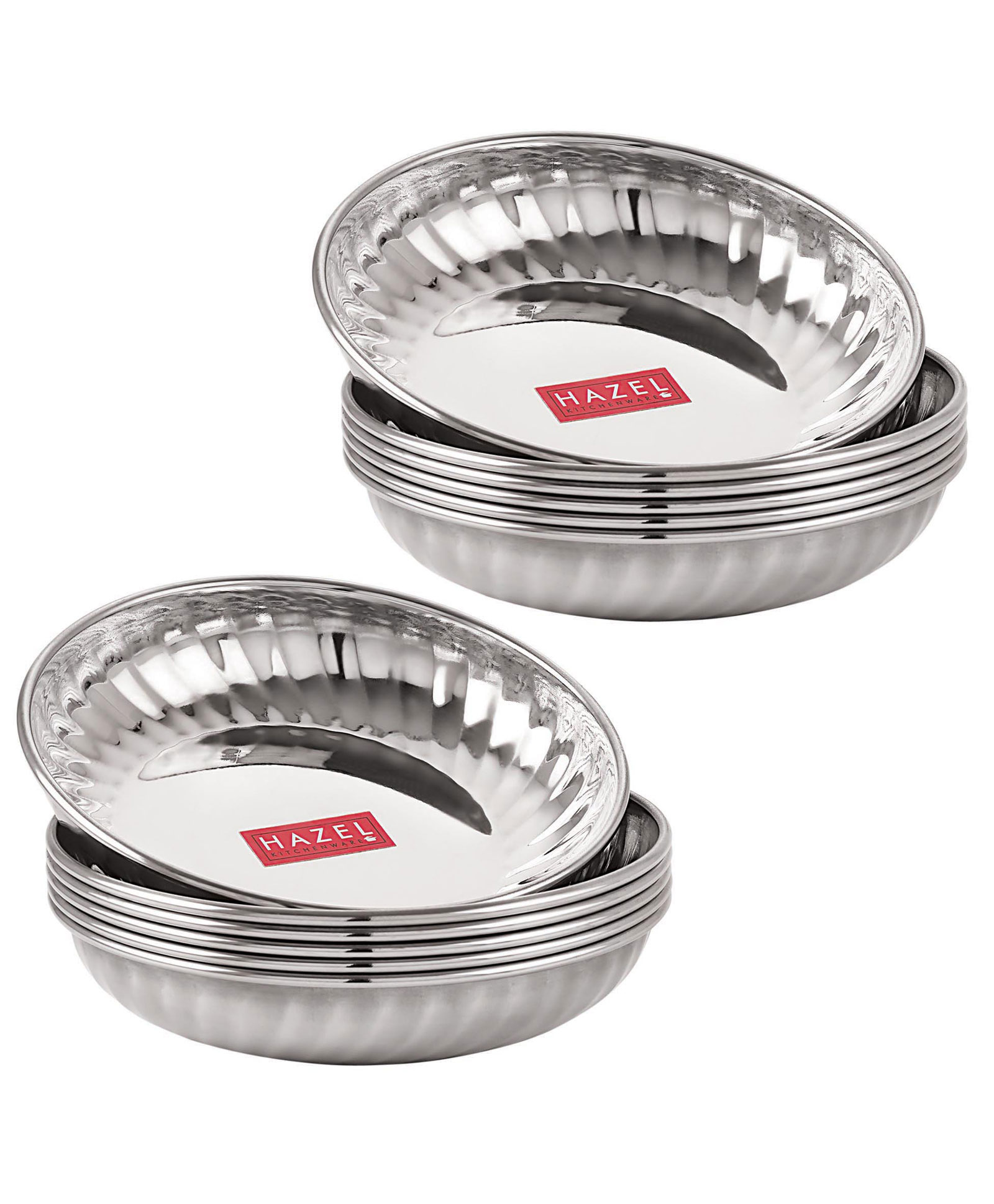 HAZEL Stainless Steel Serving Sweet Dish Dessert Plate - Pack of 12-picture-25
